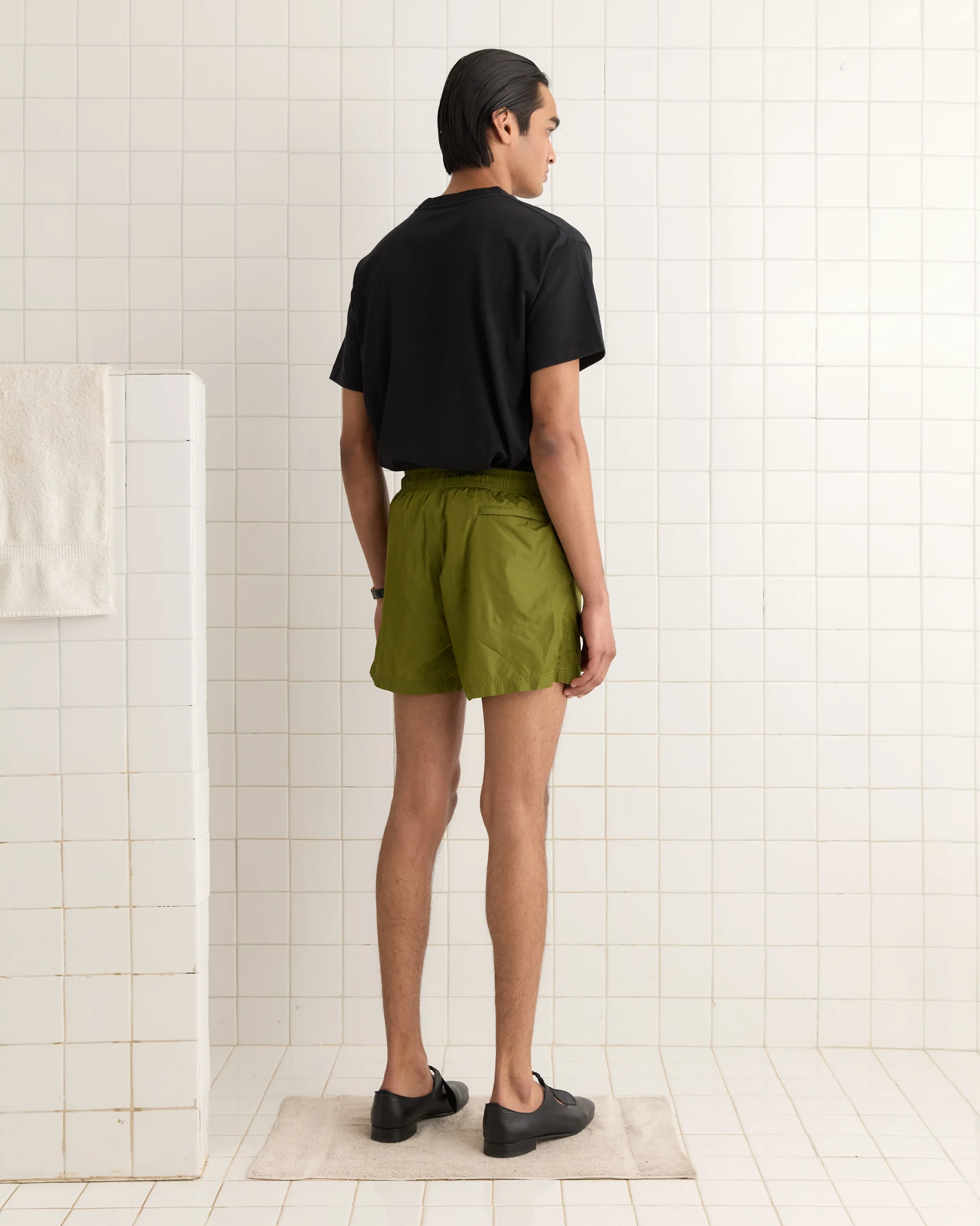 Nylon Track Shorts - Olive - Image 3