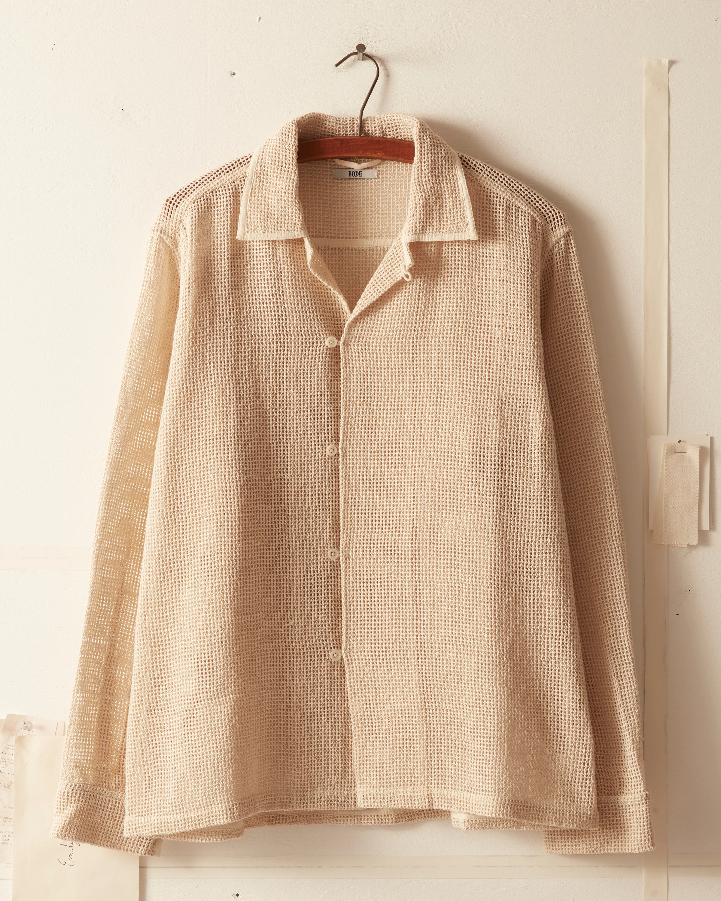 Open Weave Long Sleeve Shirt - Ecru - Image 2