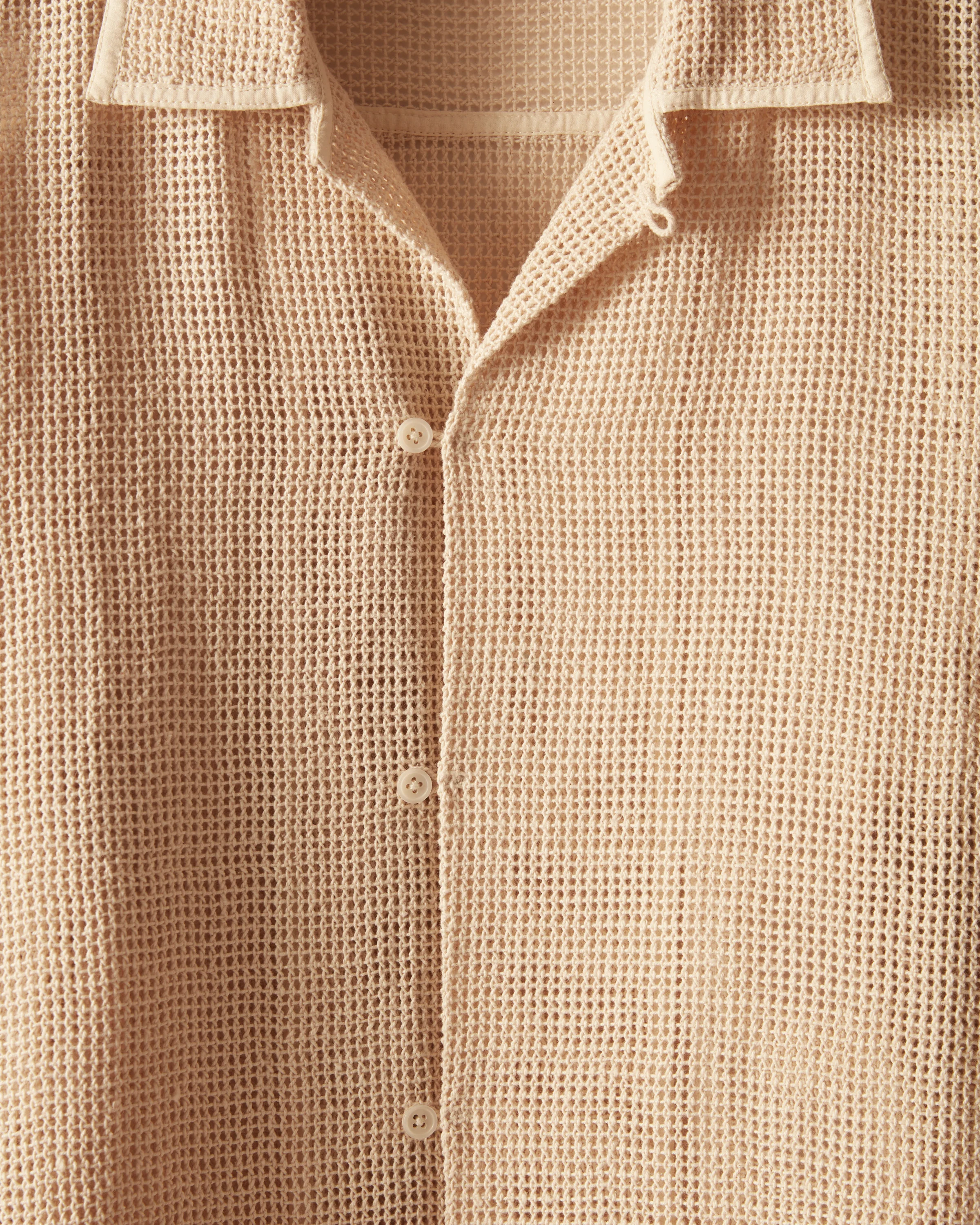 Open Weave Long Sleeve Shirt - Ecru - Image 3