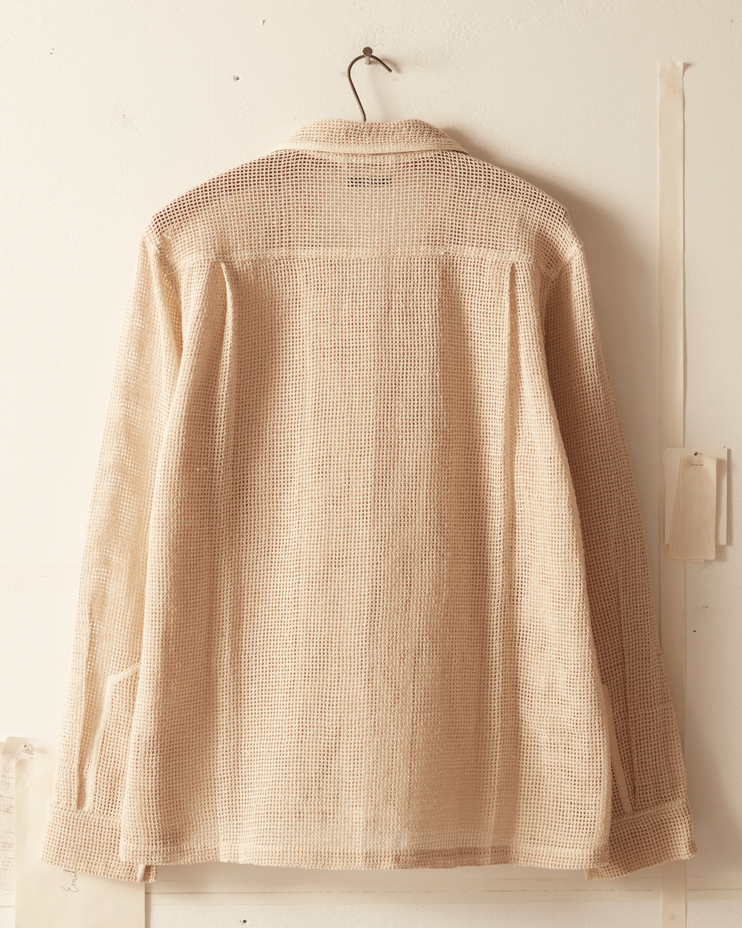 Open Weave Long Sleeve Shirt - Ecru - Image 5