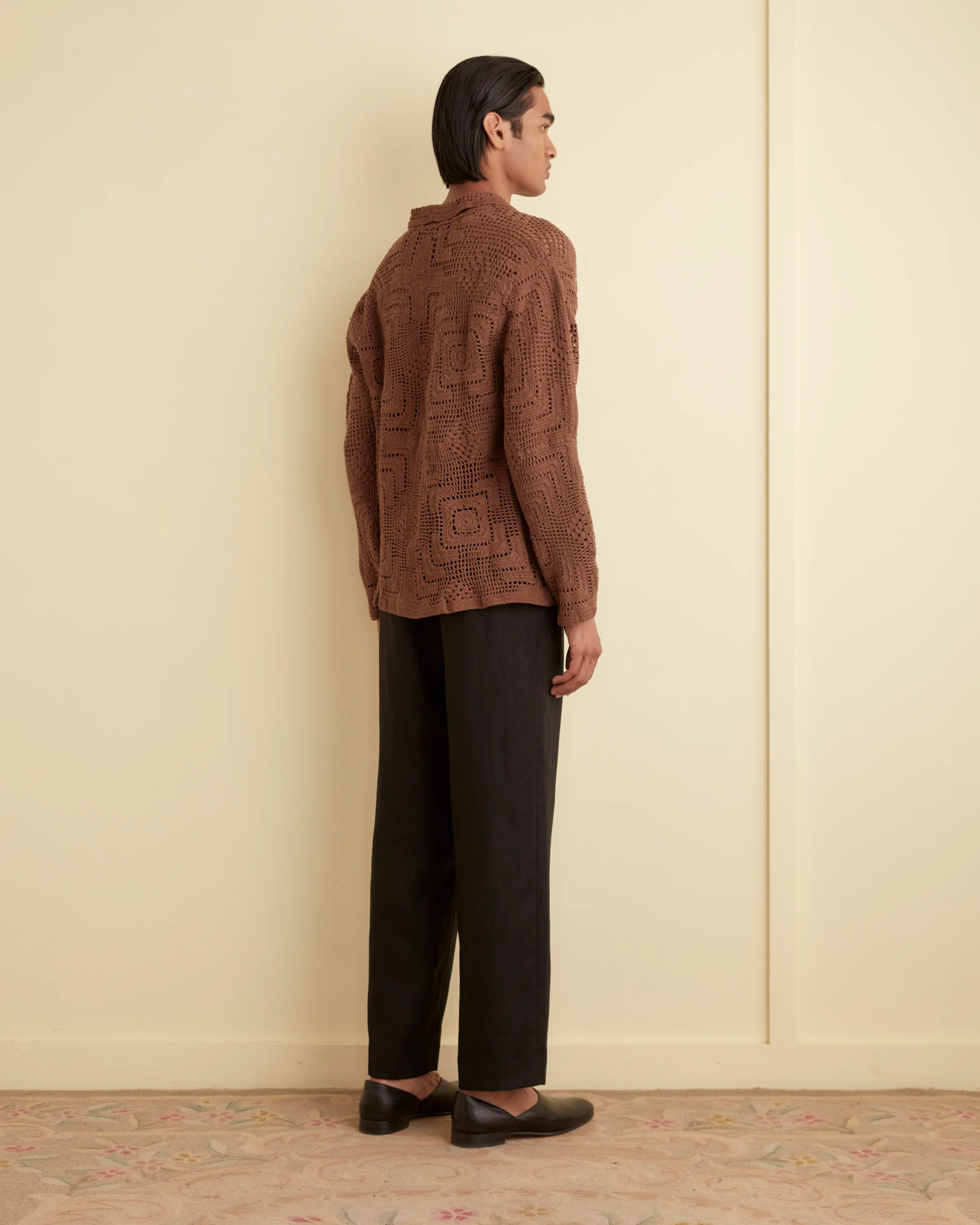 Overdye Crochet Shirt - Brown - Image 3