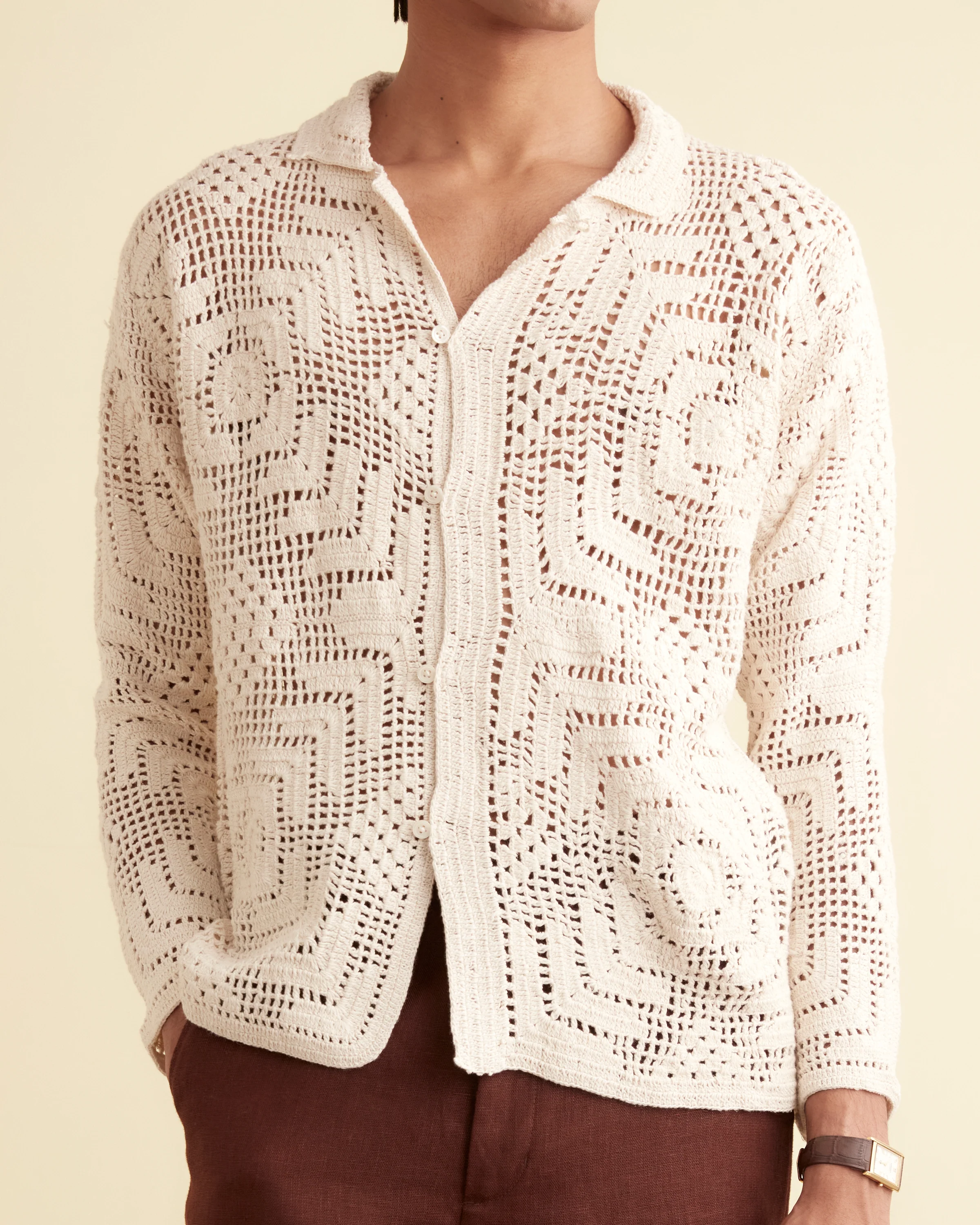 Crochet Shirt - Cream - Image 2
