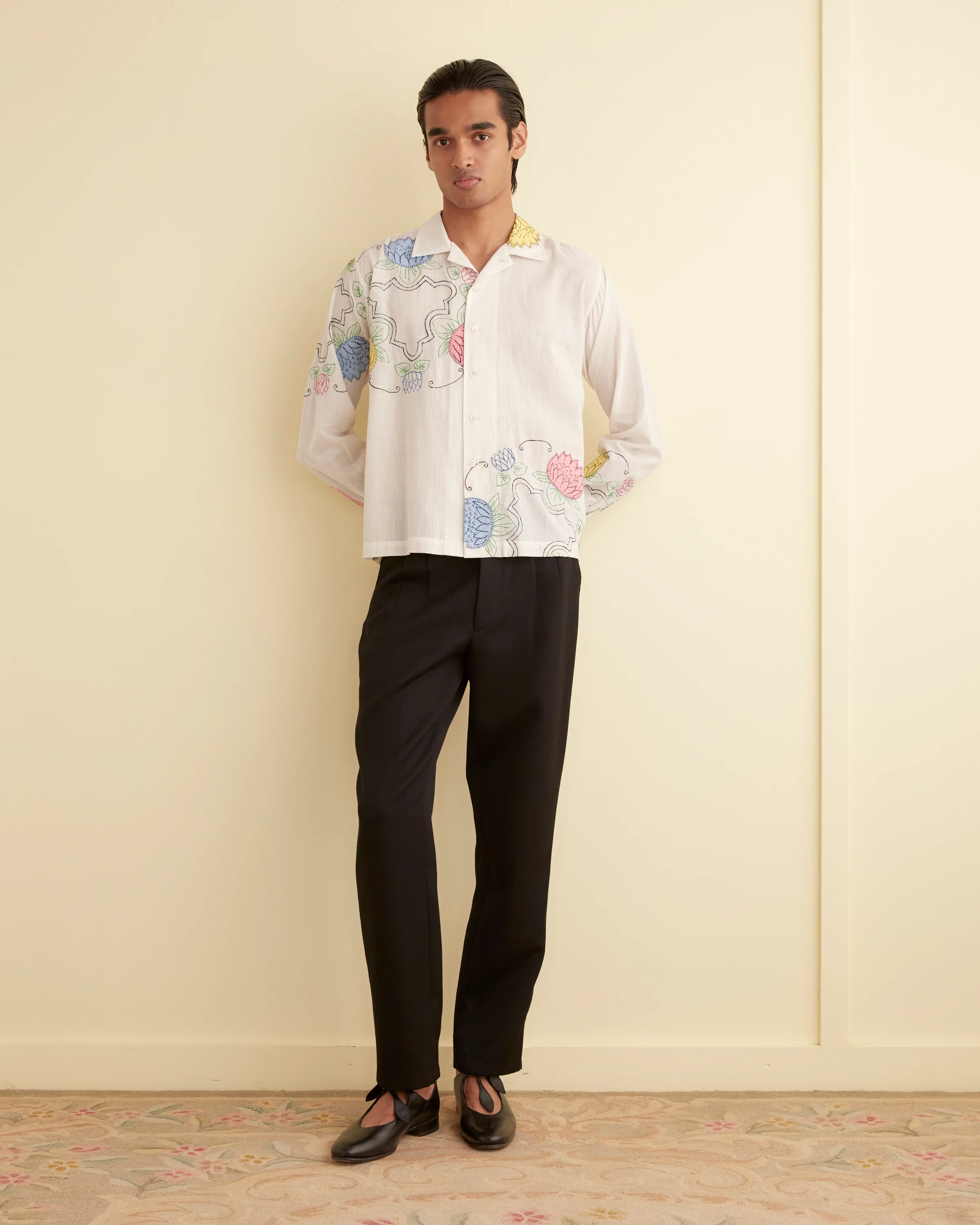 Patchwork Lotus Long Sleeve Shirt - Image 2