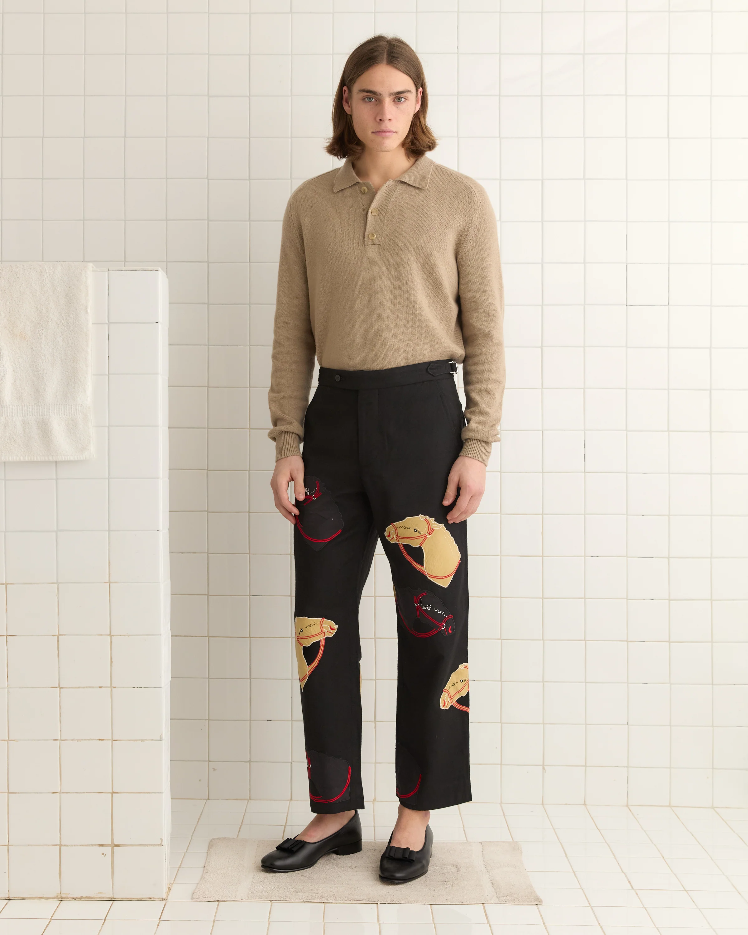 Pony Appliqué Trousers - Black