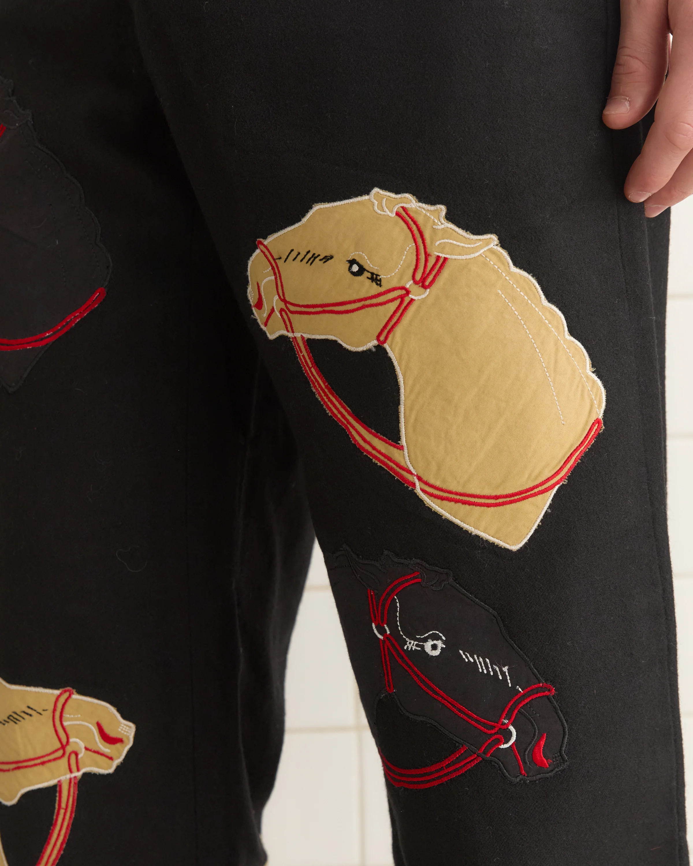 Pony Appliqué Trousers - Black - Image 2