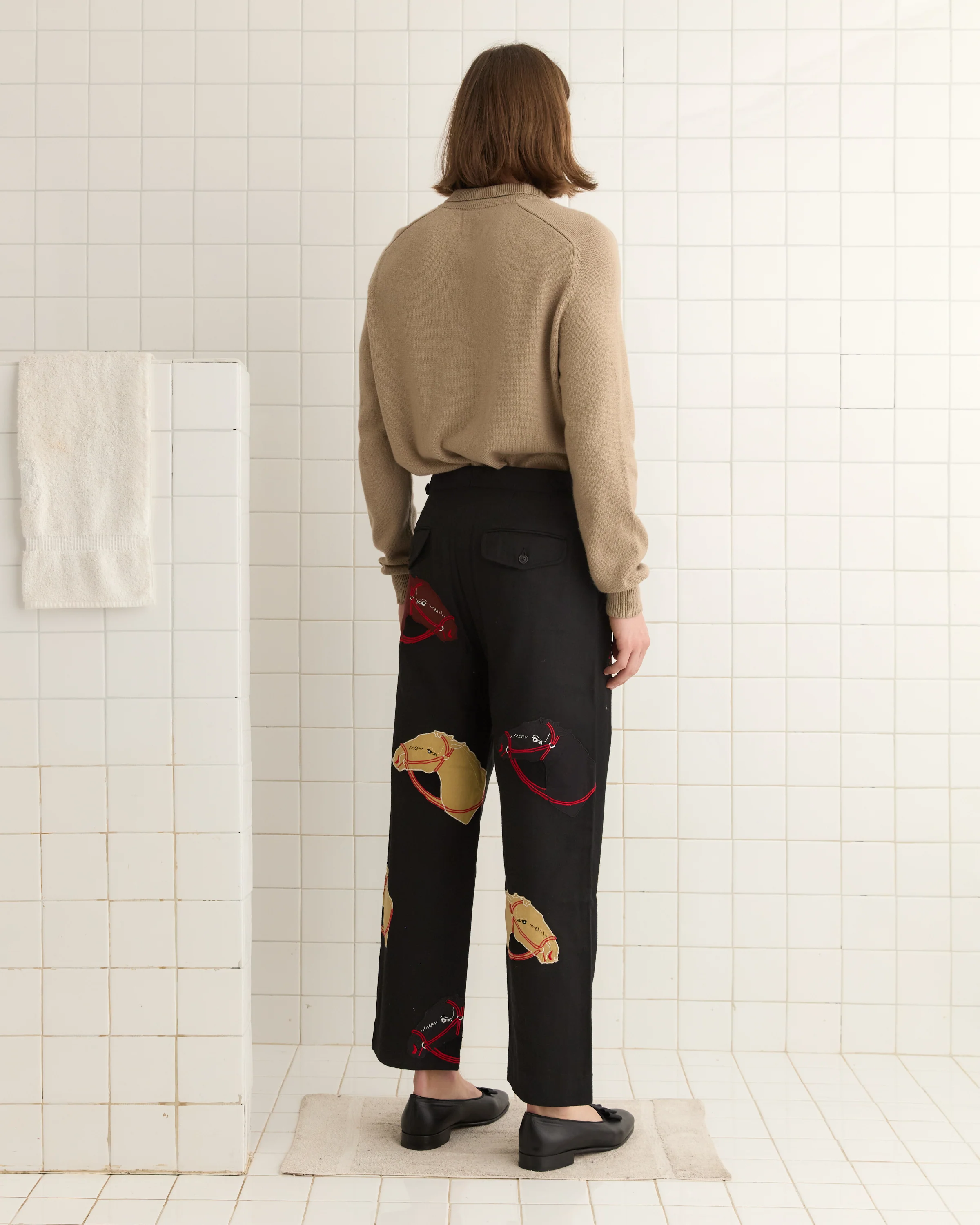 Pony Appliqué Trousers - Black - Image 3