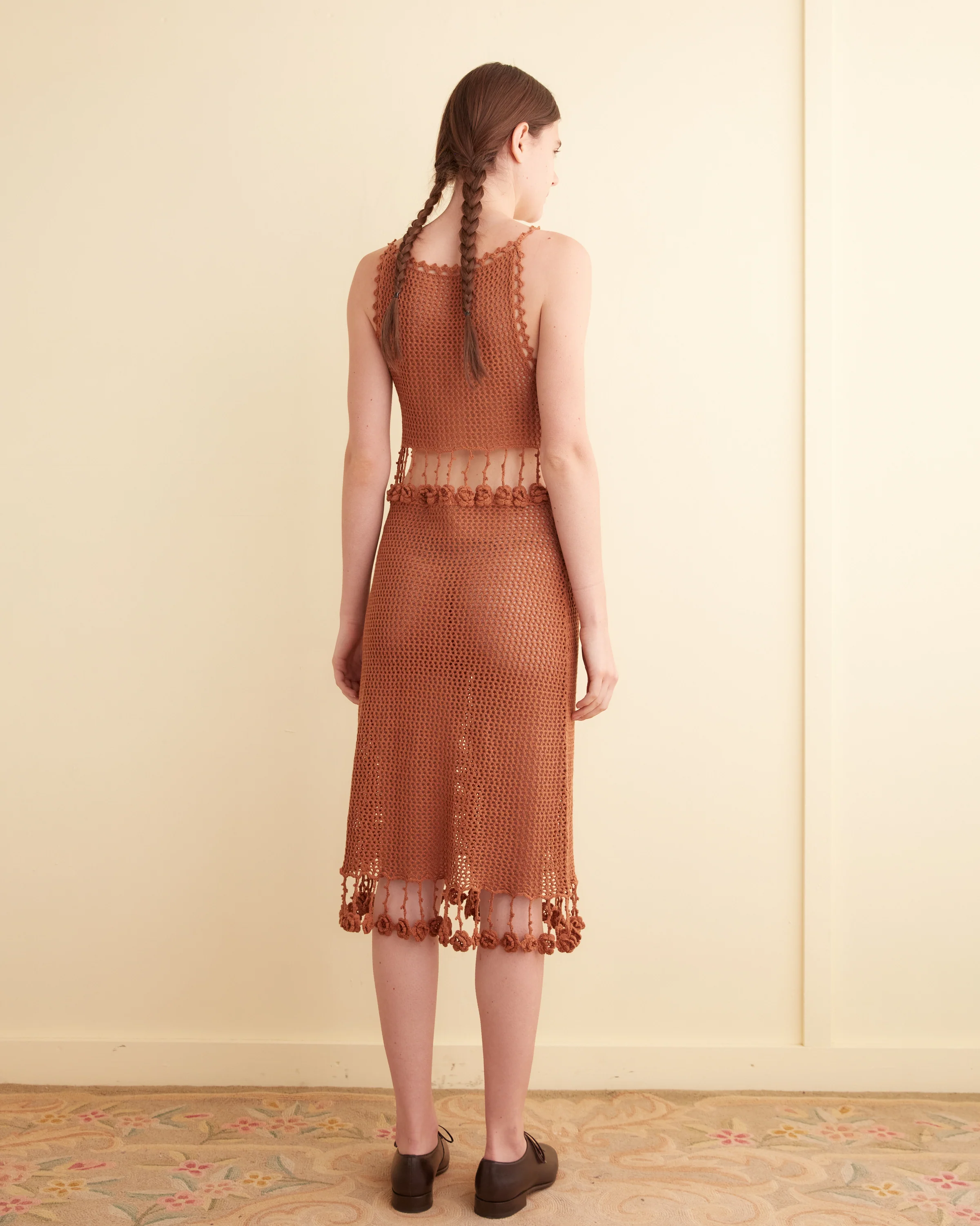 Posy Crochet Dress - Brown - Image 3