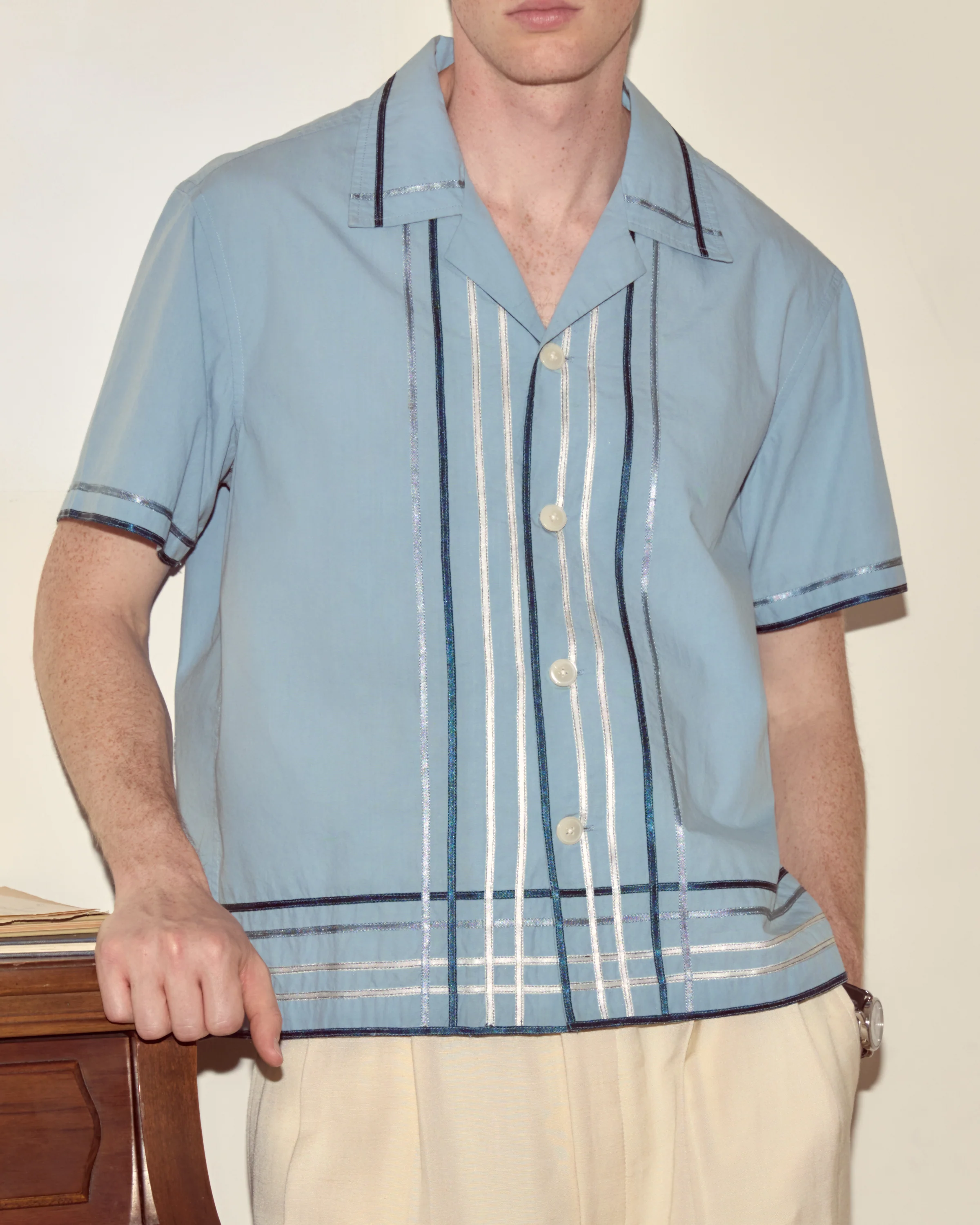 Ribbon Plaid Short Sleeve Shirt - Image 2