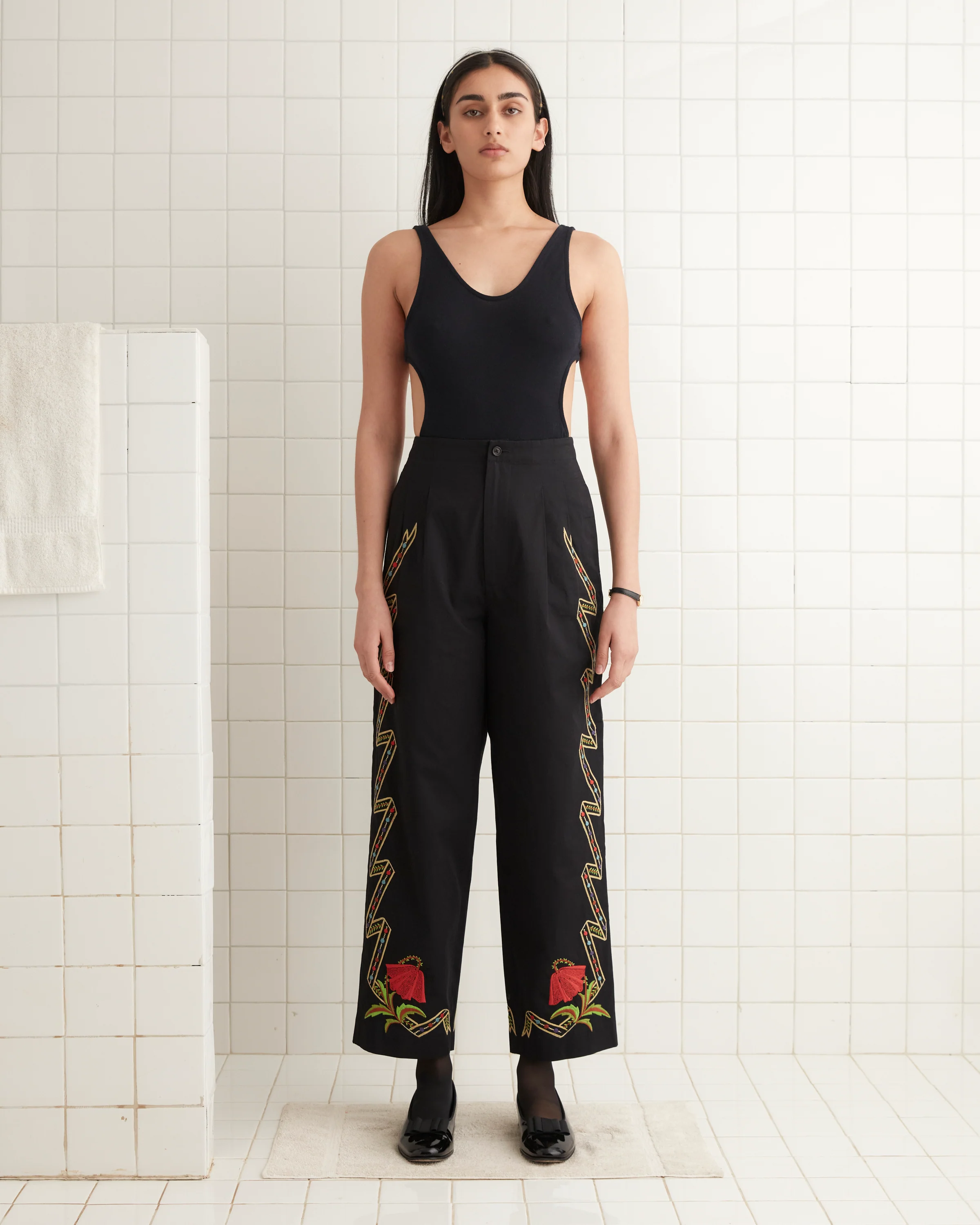 Ribboned Hollyhock Trousers