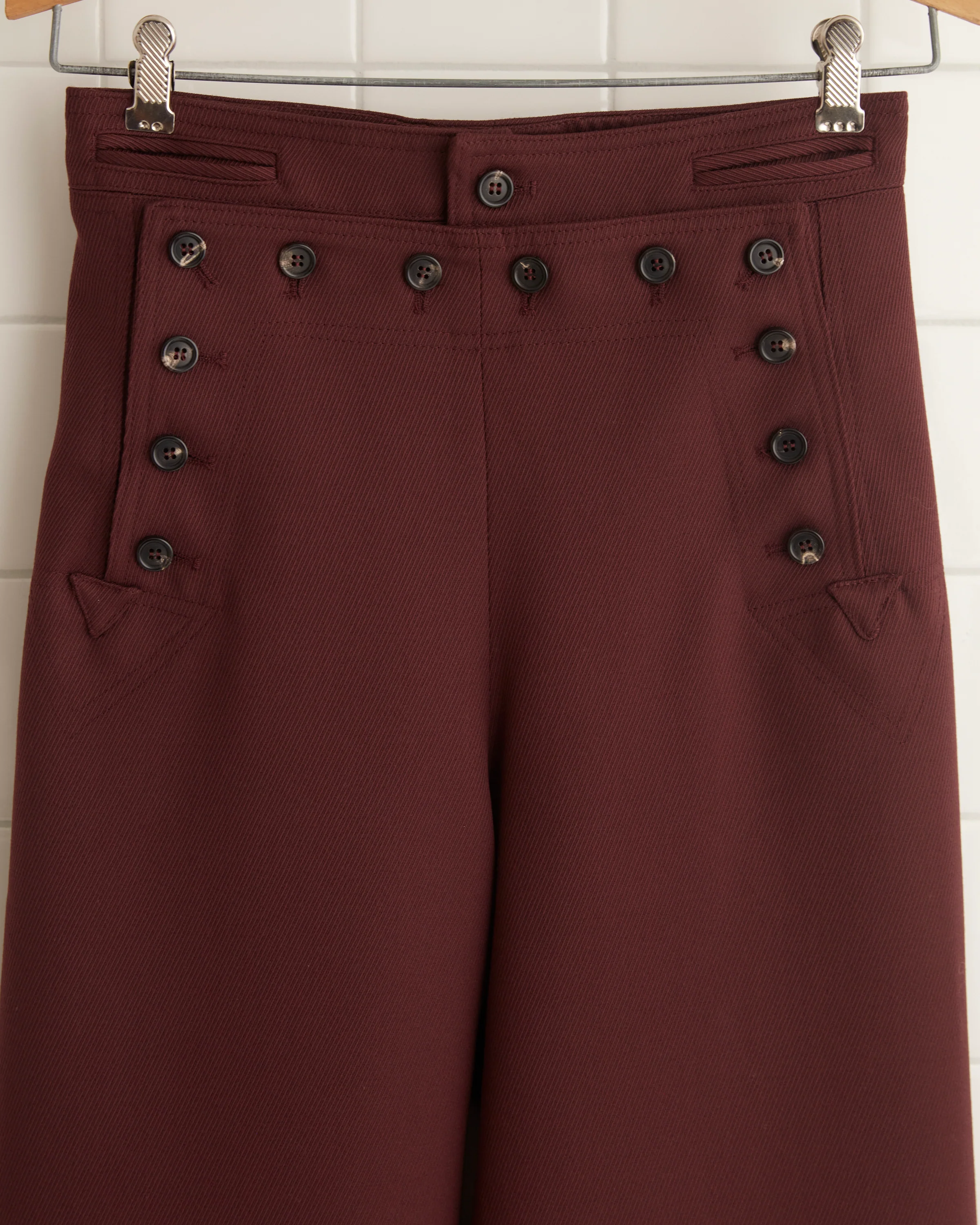 Riding Twill Sailor Trousers - Burgundy - Image 2