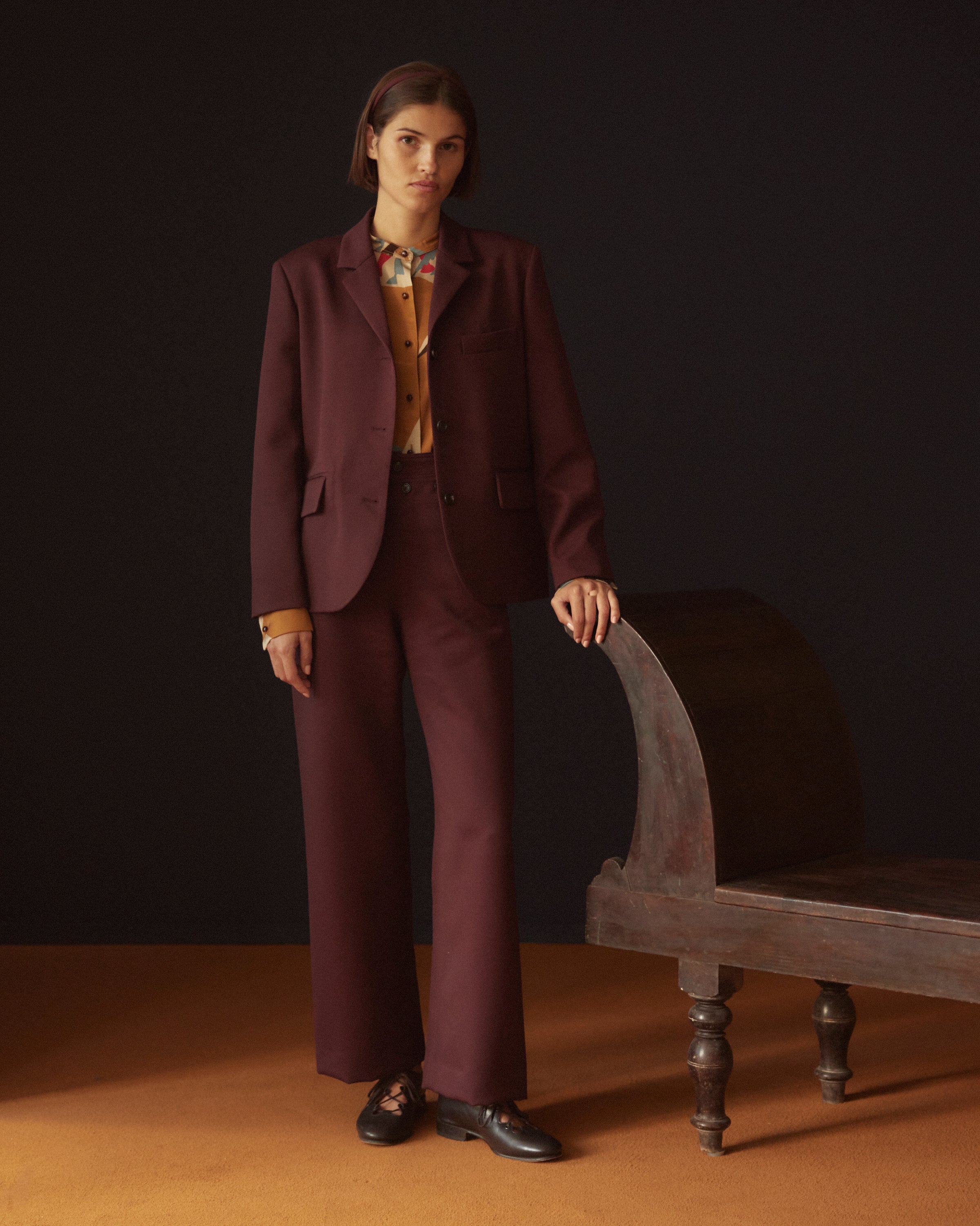 Riding Twill Sailor Trousers - Burgundy - Image 4