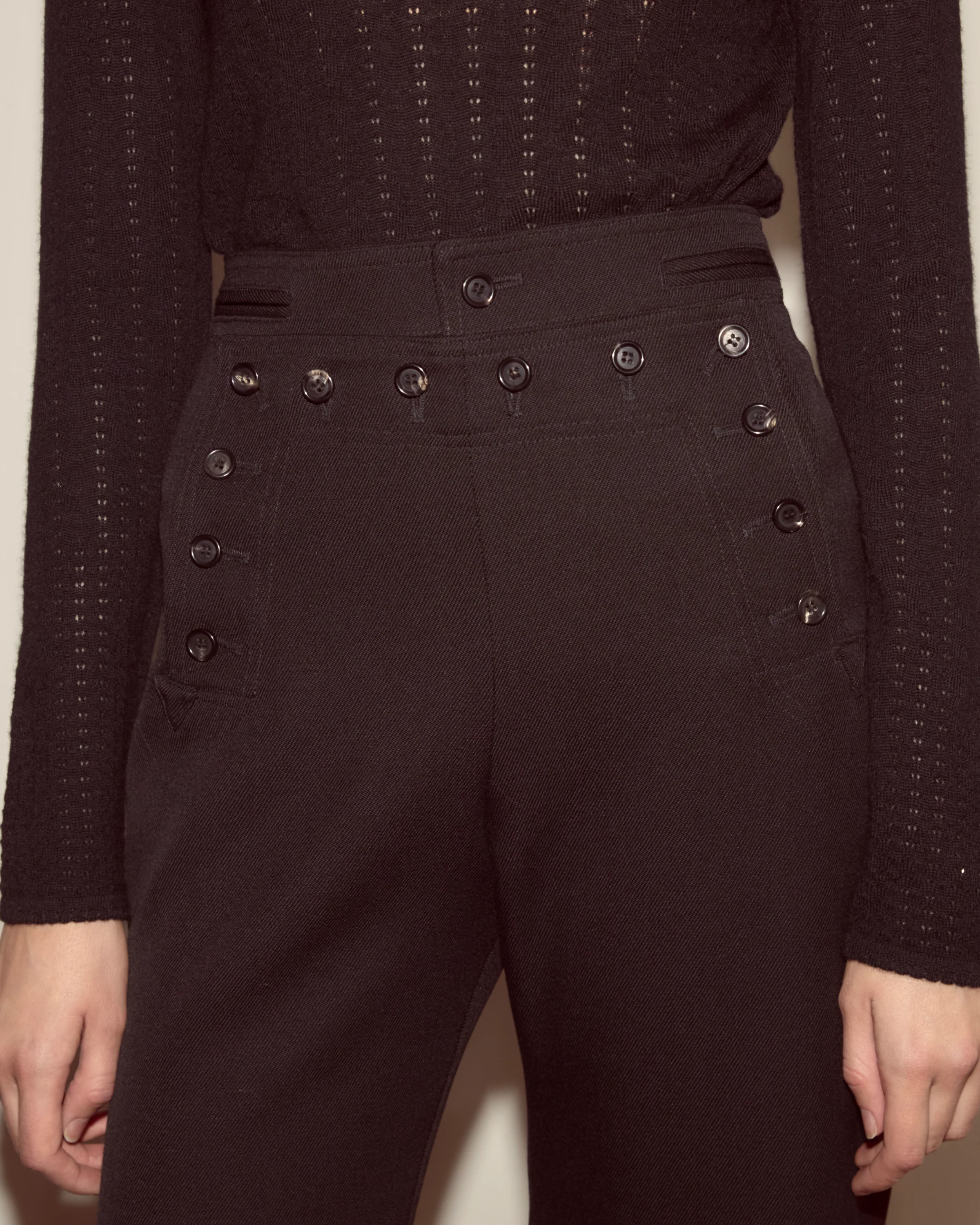 Riding Twill Sailor Trousers - Black - Image 2