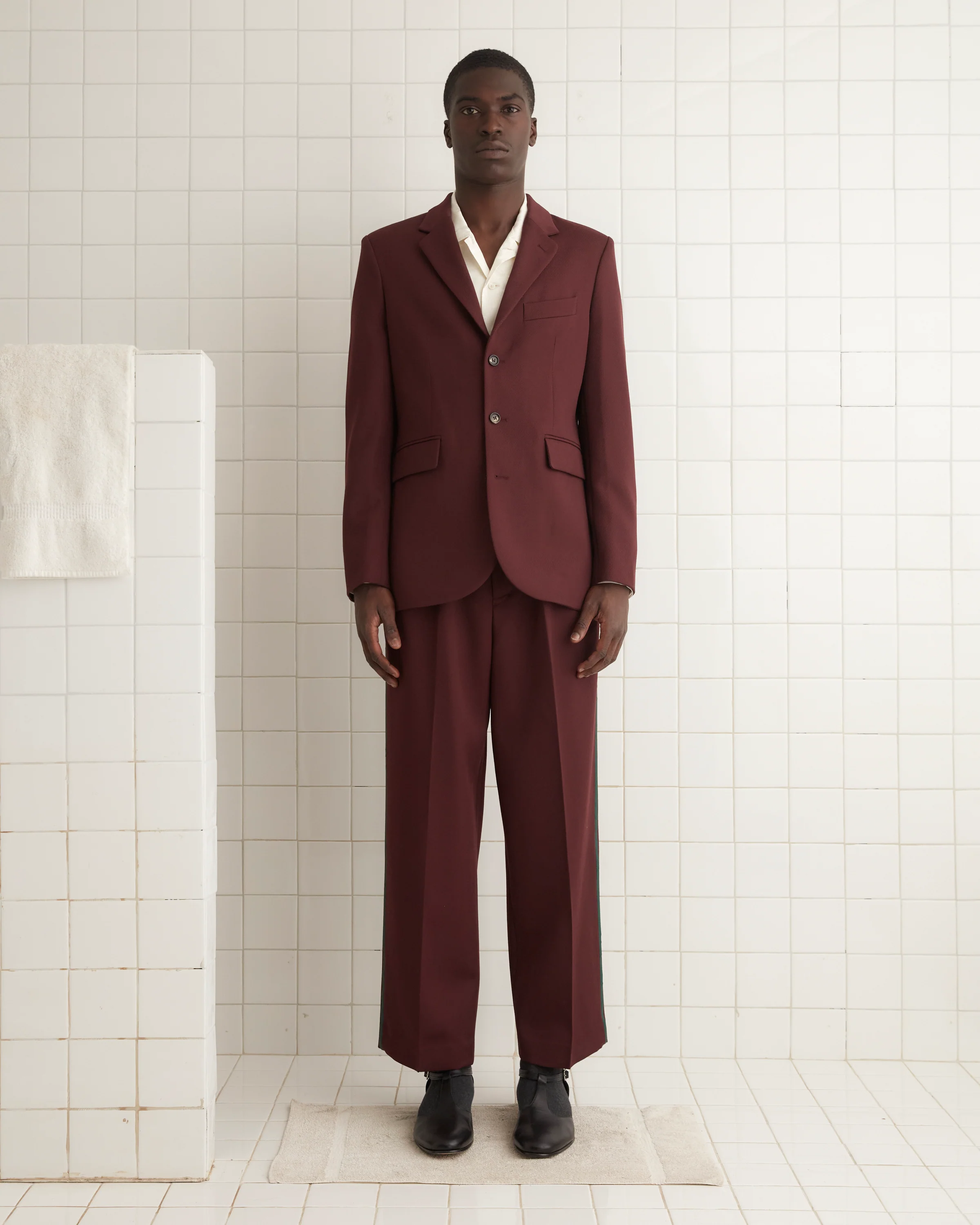 Riding Twill Suit Jacket - Burgundy
