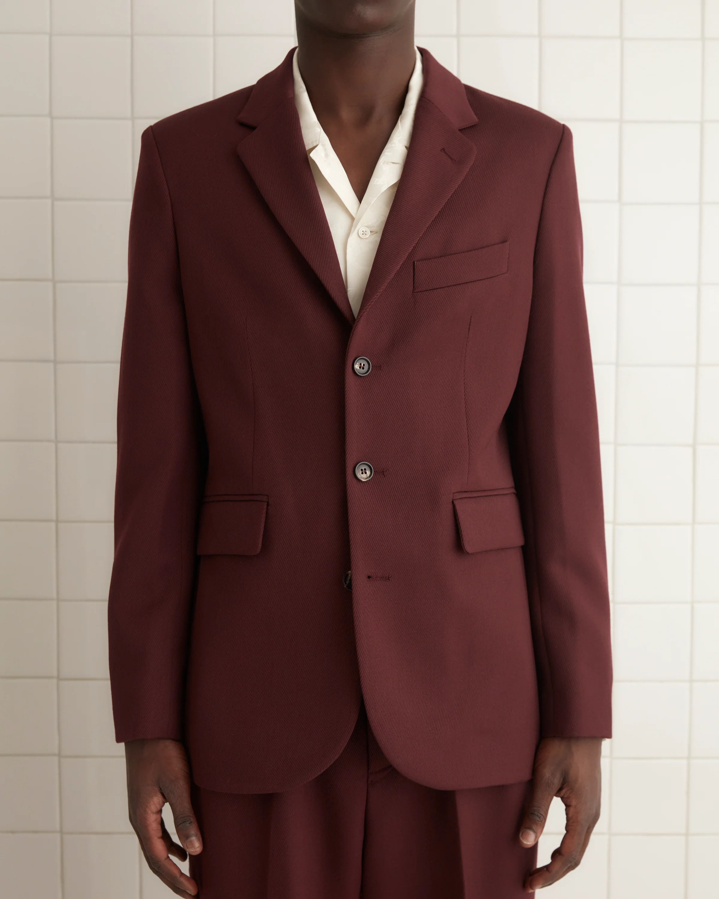 Riding Twill Suit Jacket - Burgundy - Image 2