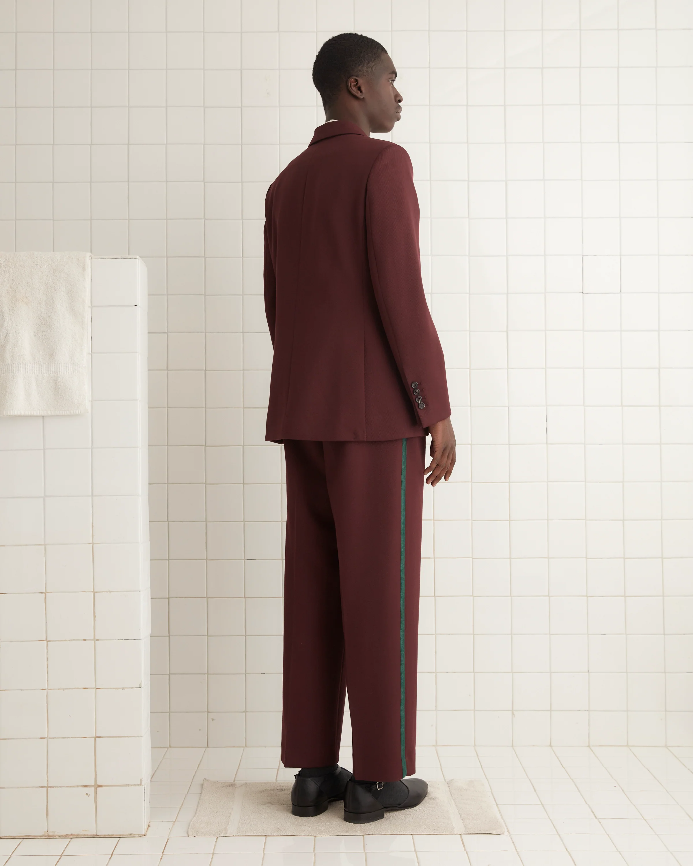 Riding Twill Suit Jacket - Burgundy - Image 3