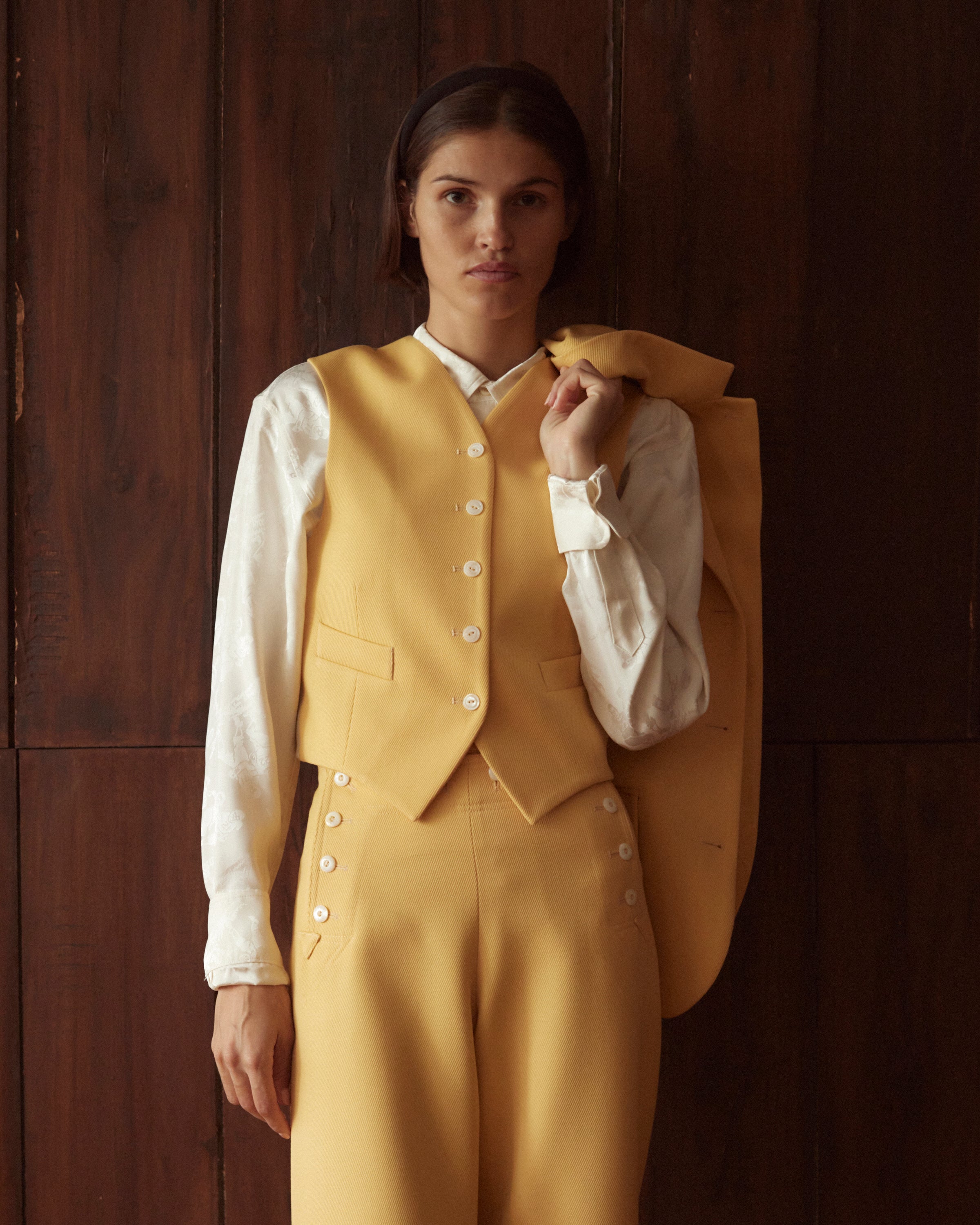 Riding Twill Waistcoat - Yellow - Image 4