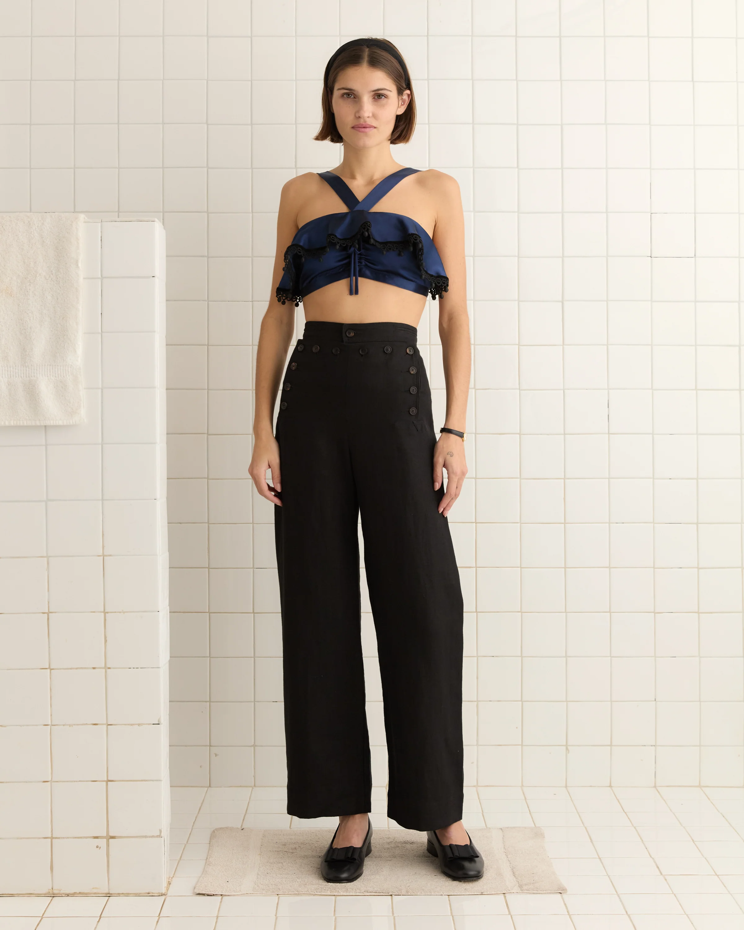Ruffle Bra - Navy - Image 2