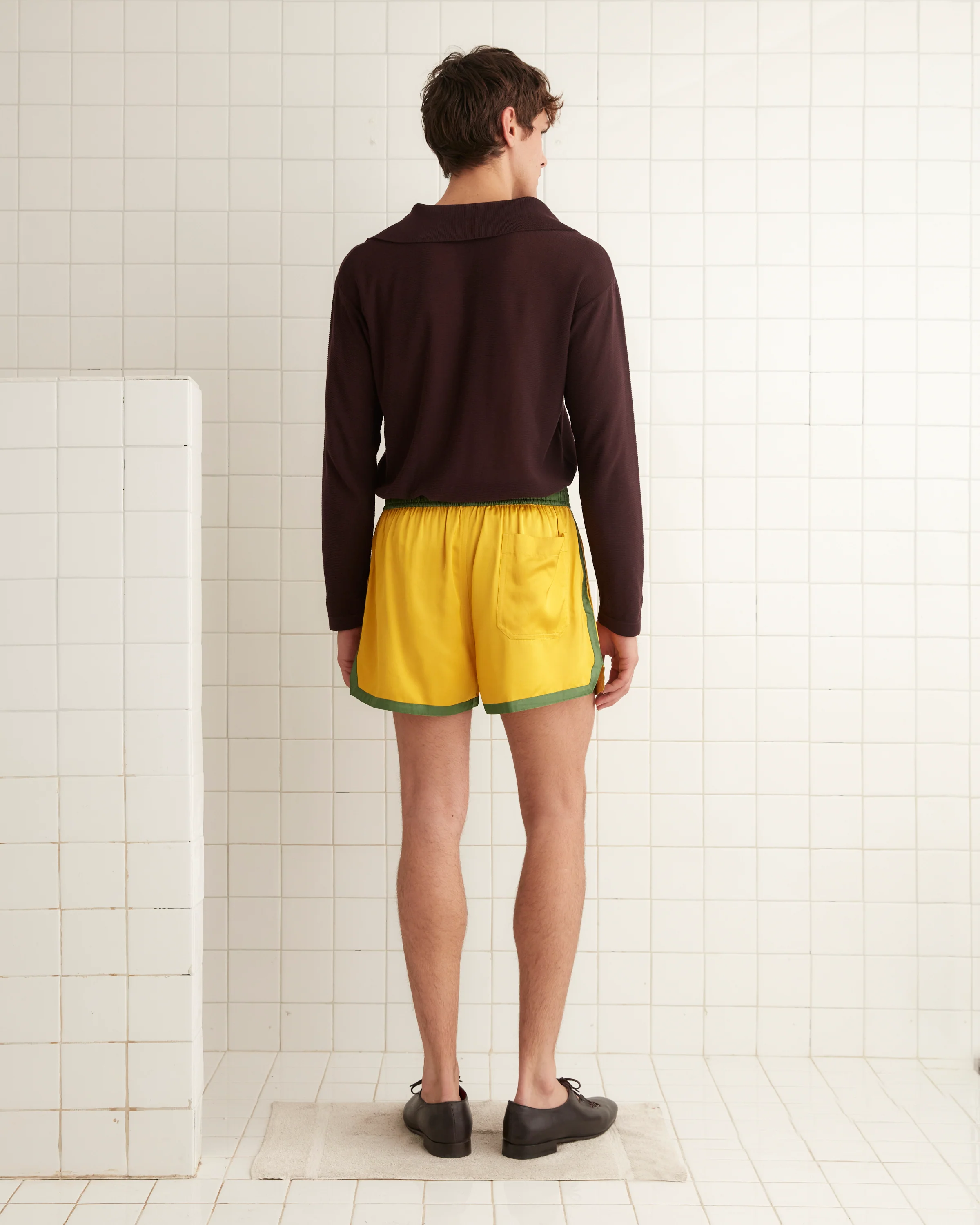 Satin Gym Shorts - Yellow - Image 3