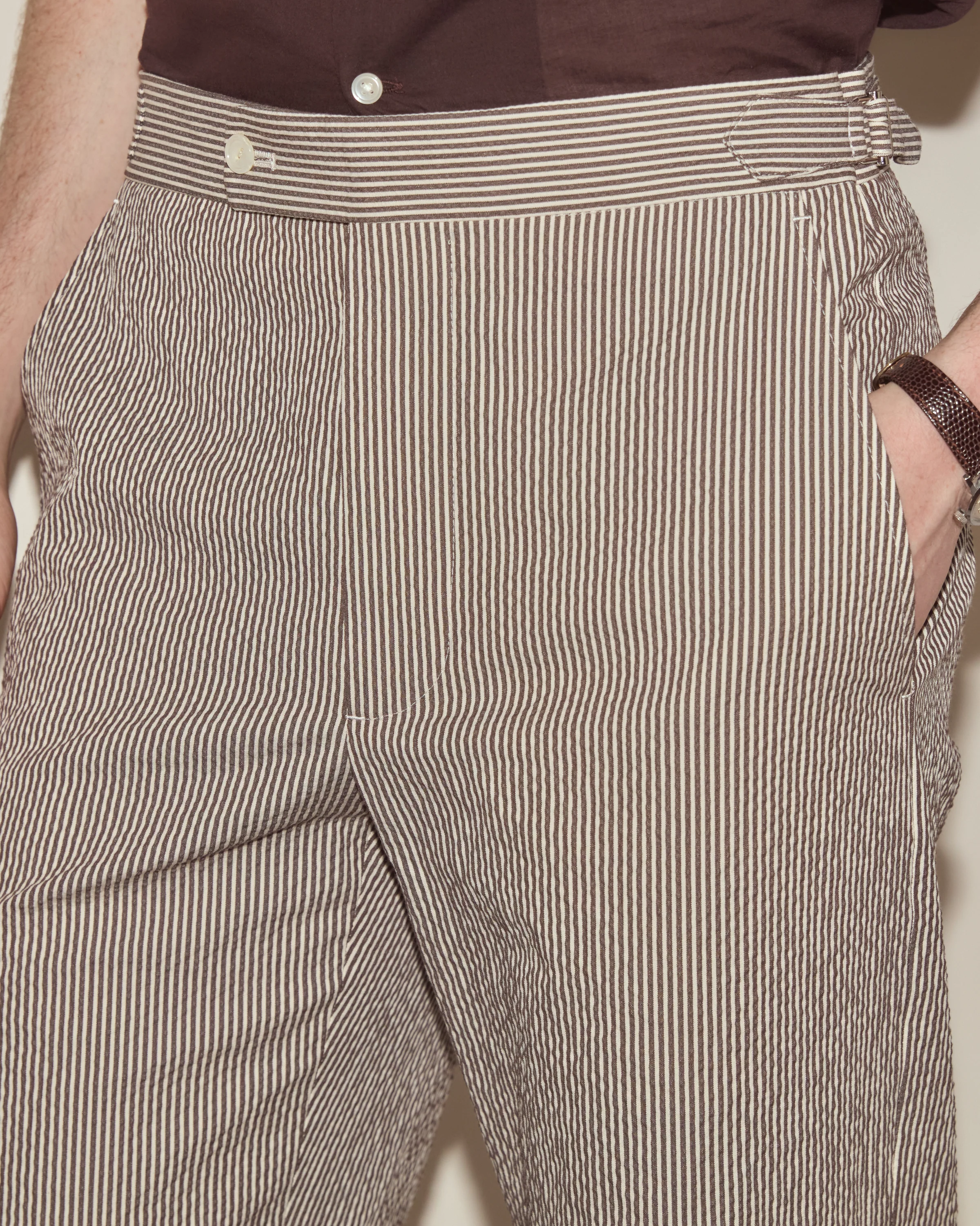 Seersucker Cafe Stripe Trousers - Image 3