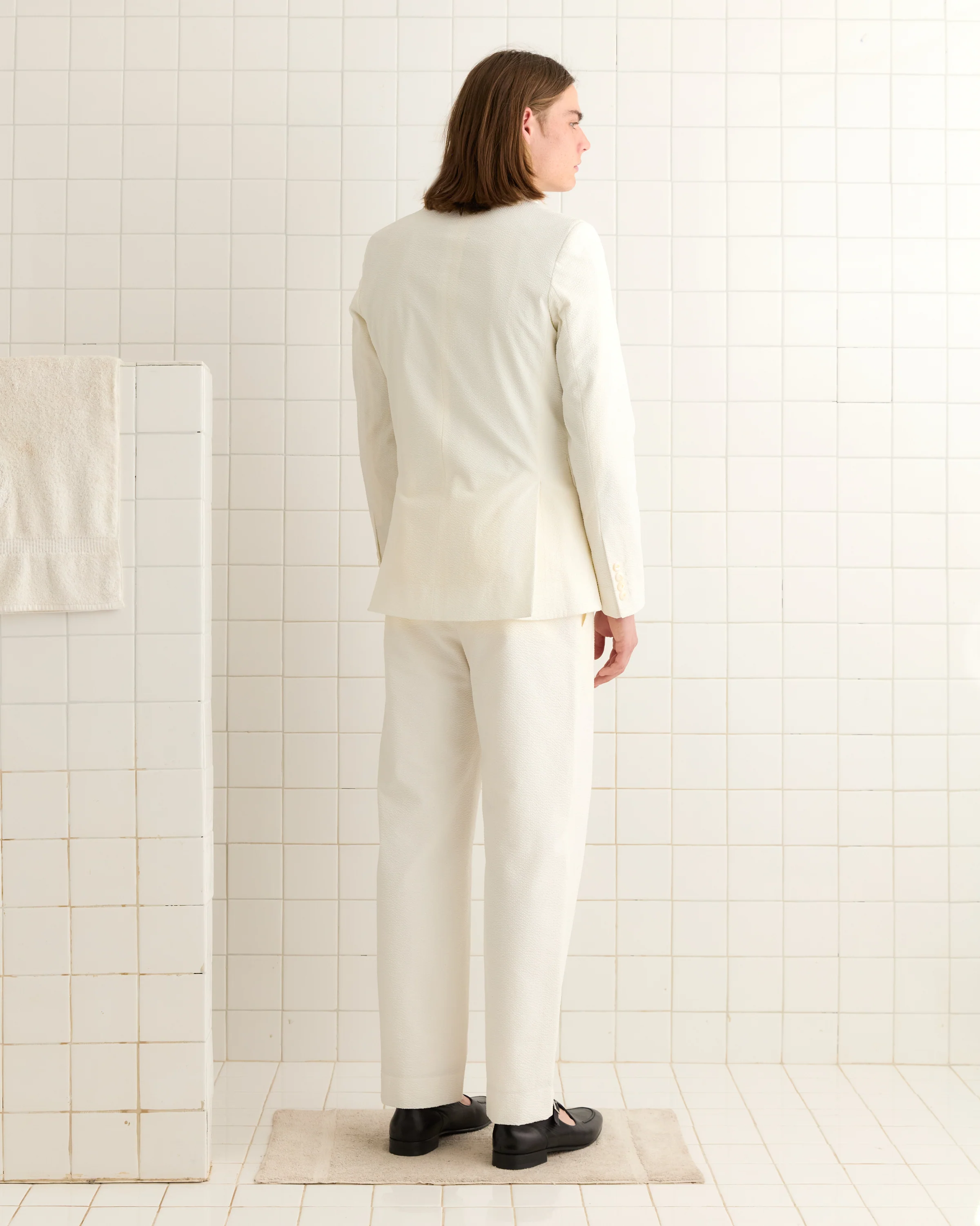 Seersucker Double-Breasted Suit Jacket - Image 3