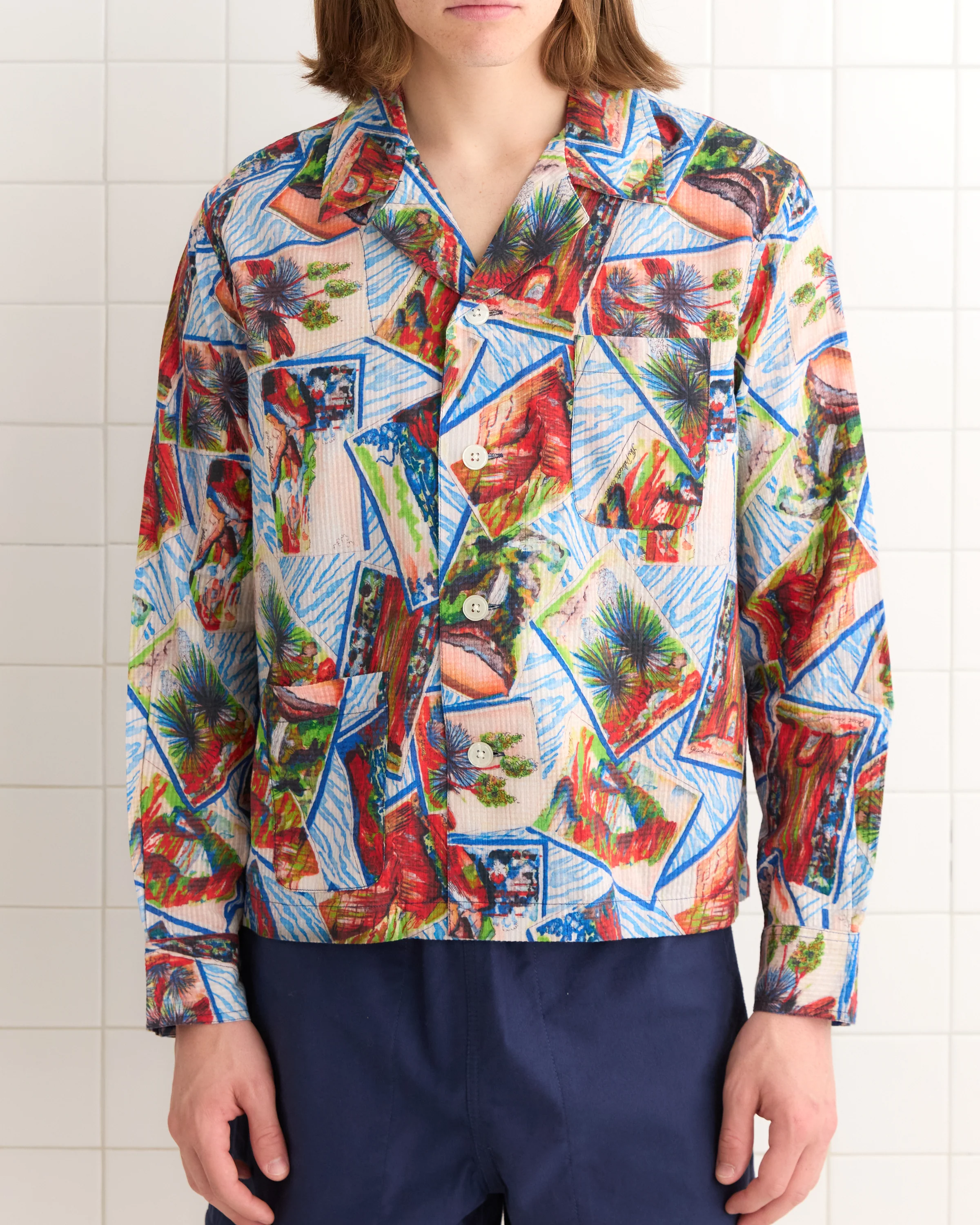 Seersucker Postcard Long Sleeve Shirt - Image 2