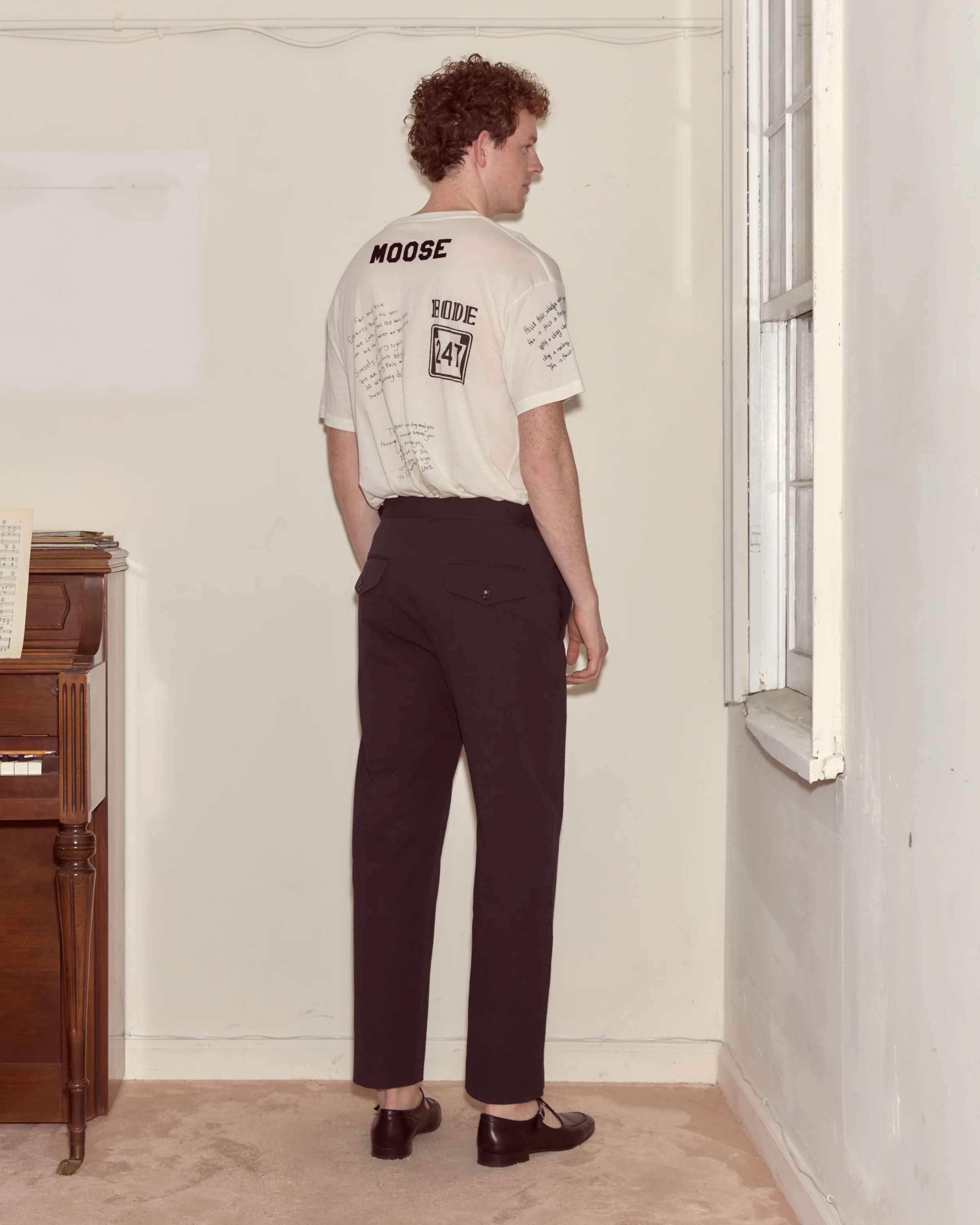 Seersucker Side Buckle Trousers - Dark Navy - Image 3