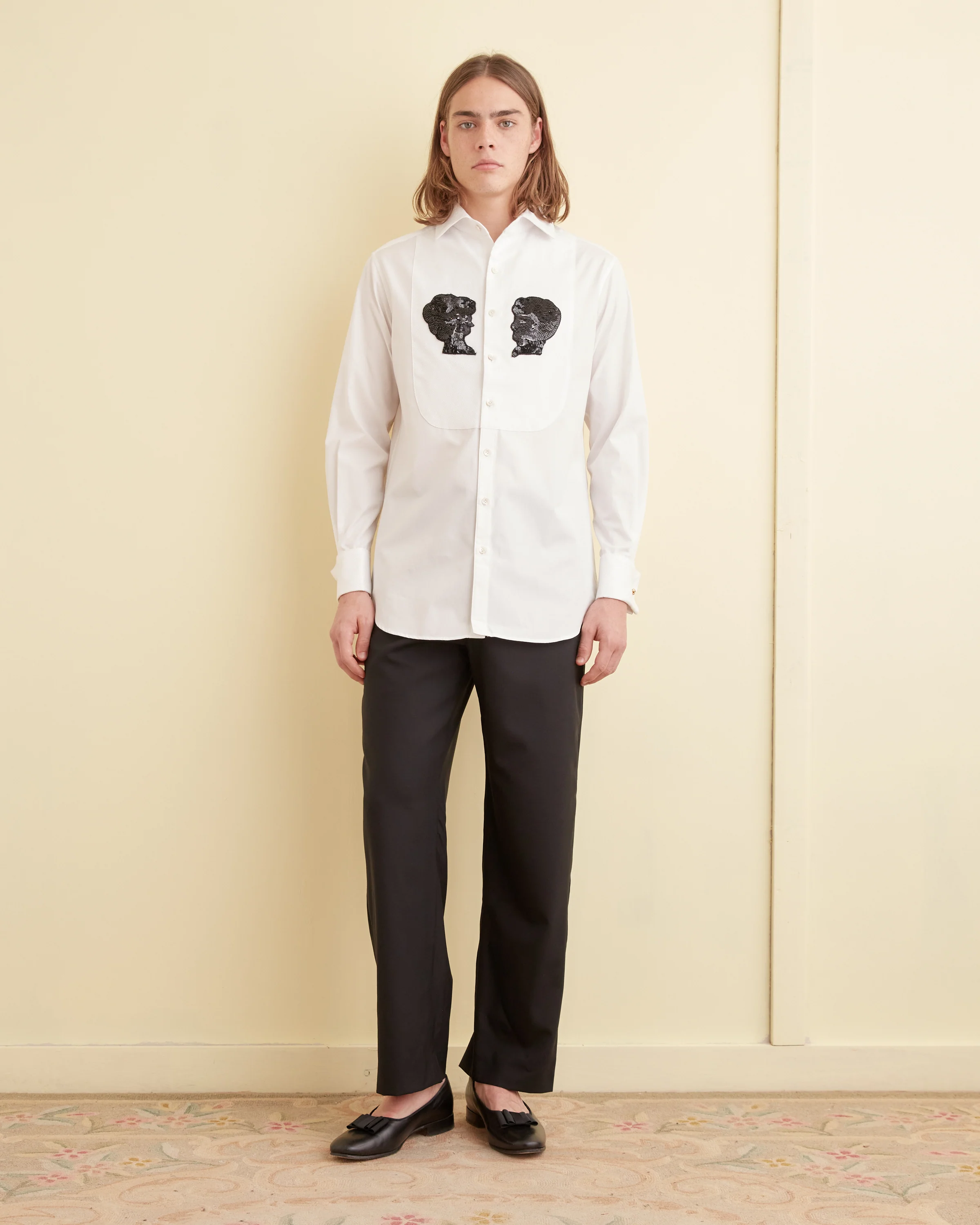 Sequined Silhouette Tuxedo Shirt - Image 2