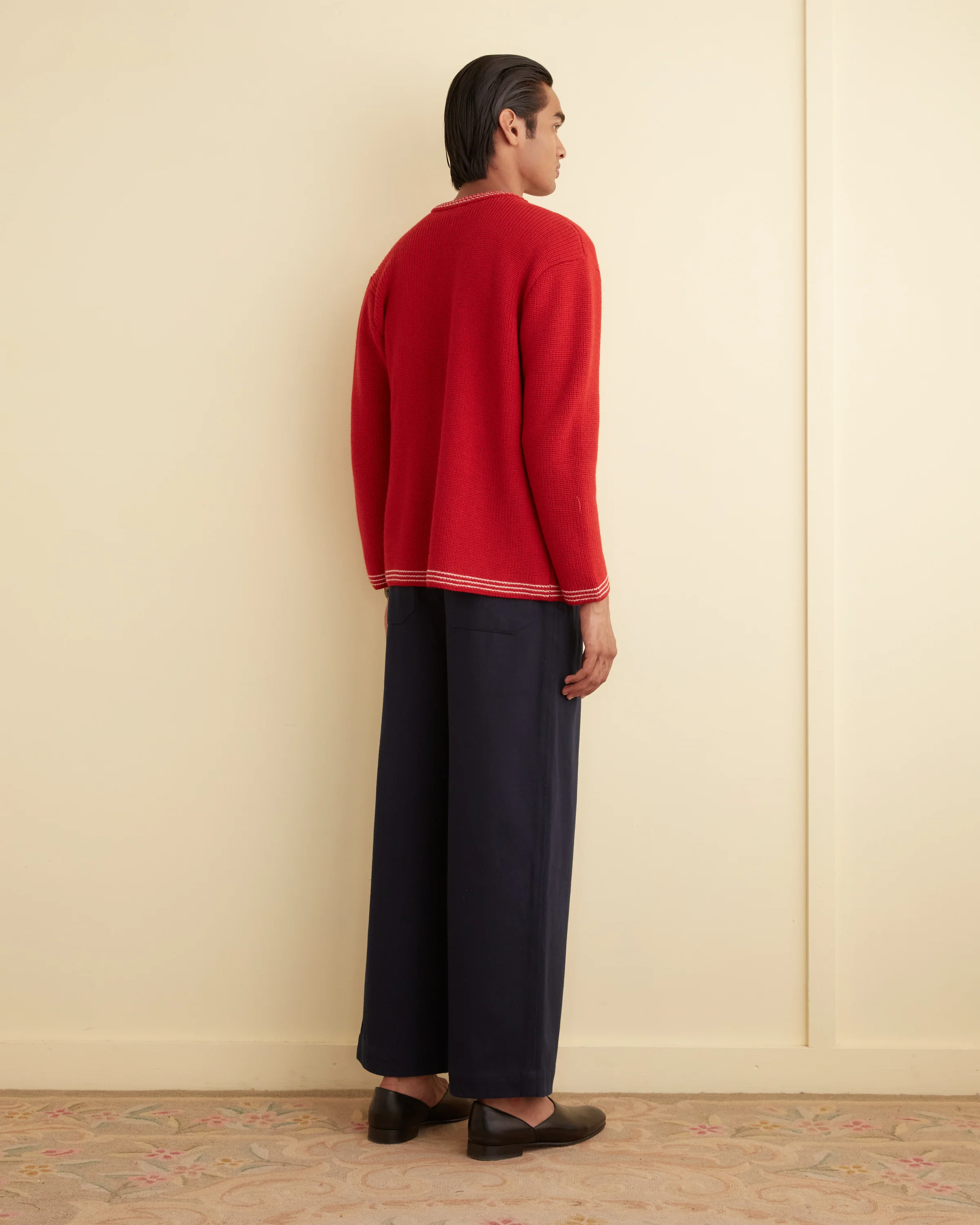 Shaker Stitch Cardigan - Red - Image 3