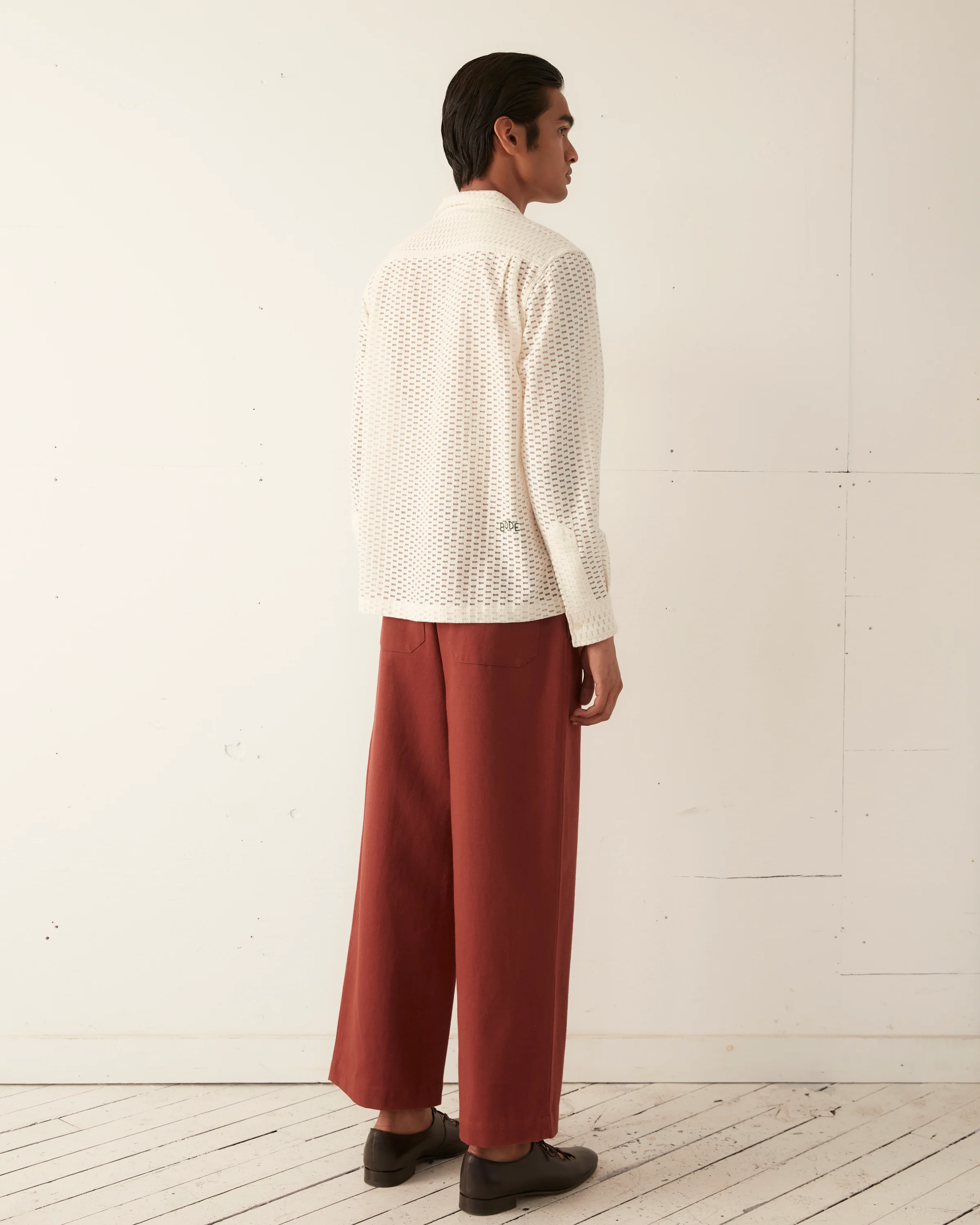 Sheer Brick Lace Long Sleeve Shirt - Image 5