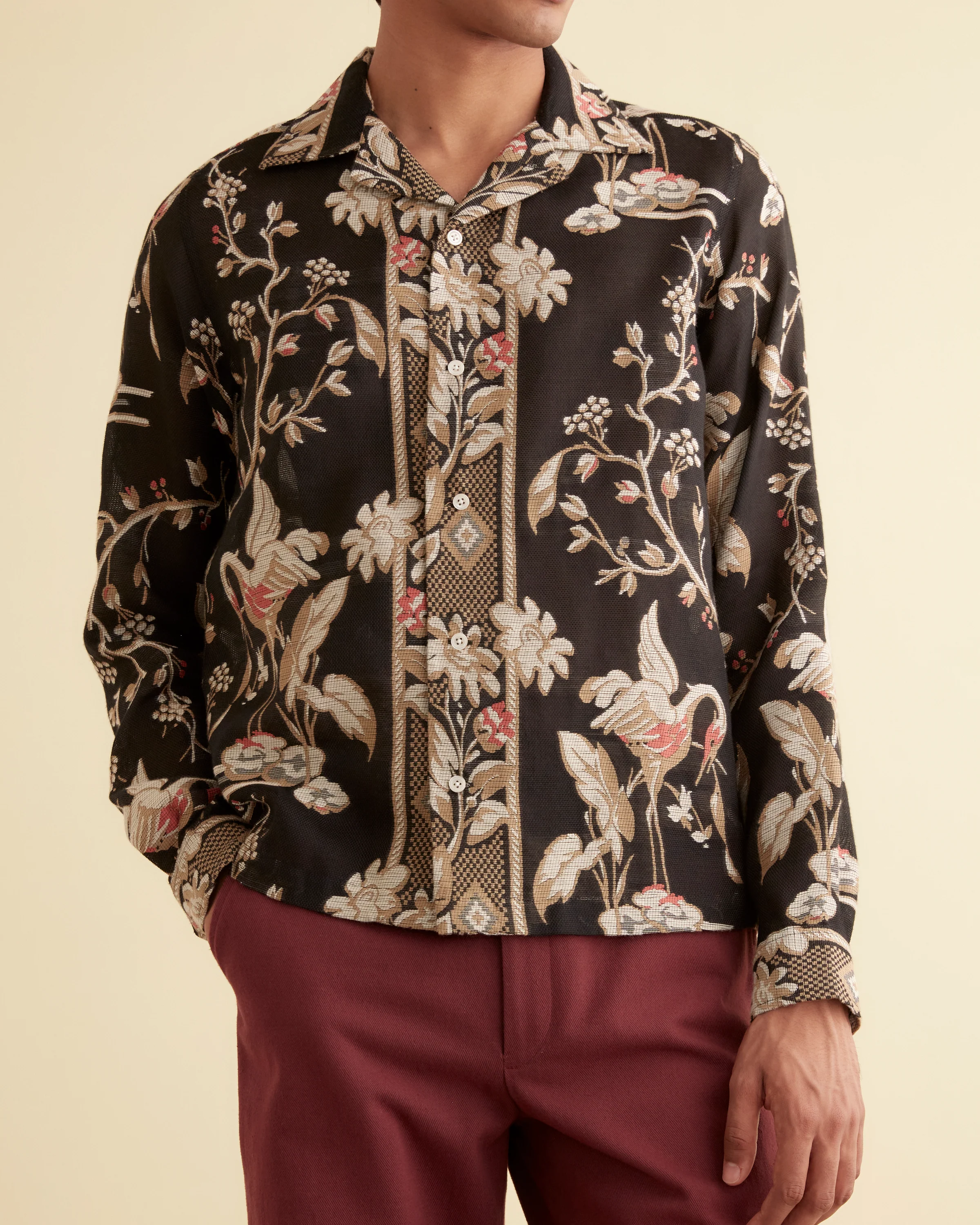 Sheer Cranes Long Sleeve Shirt