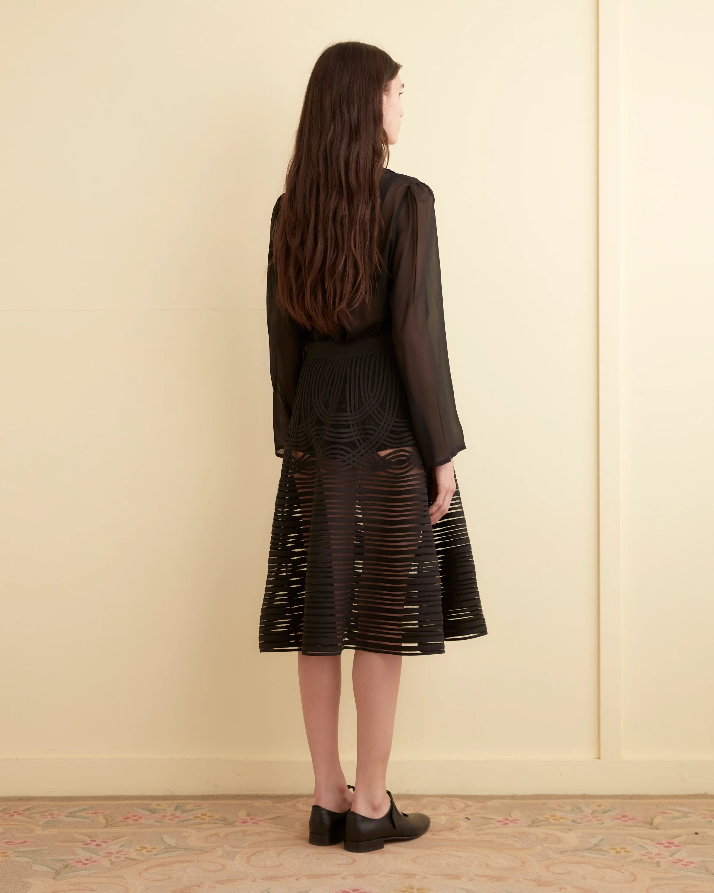 Sheer Trellis Skirt - Black - Image 3