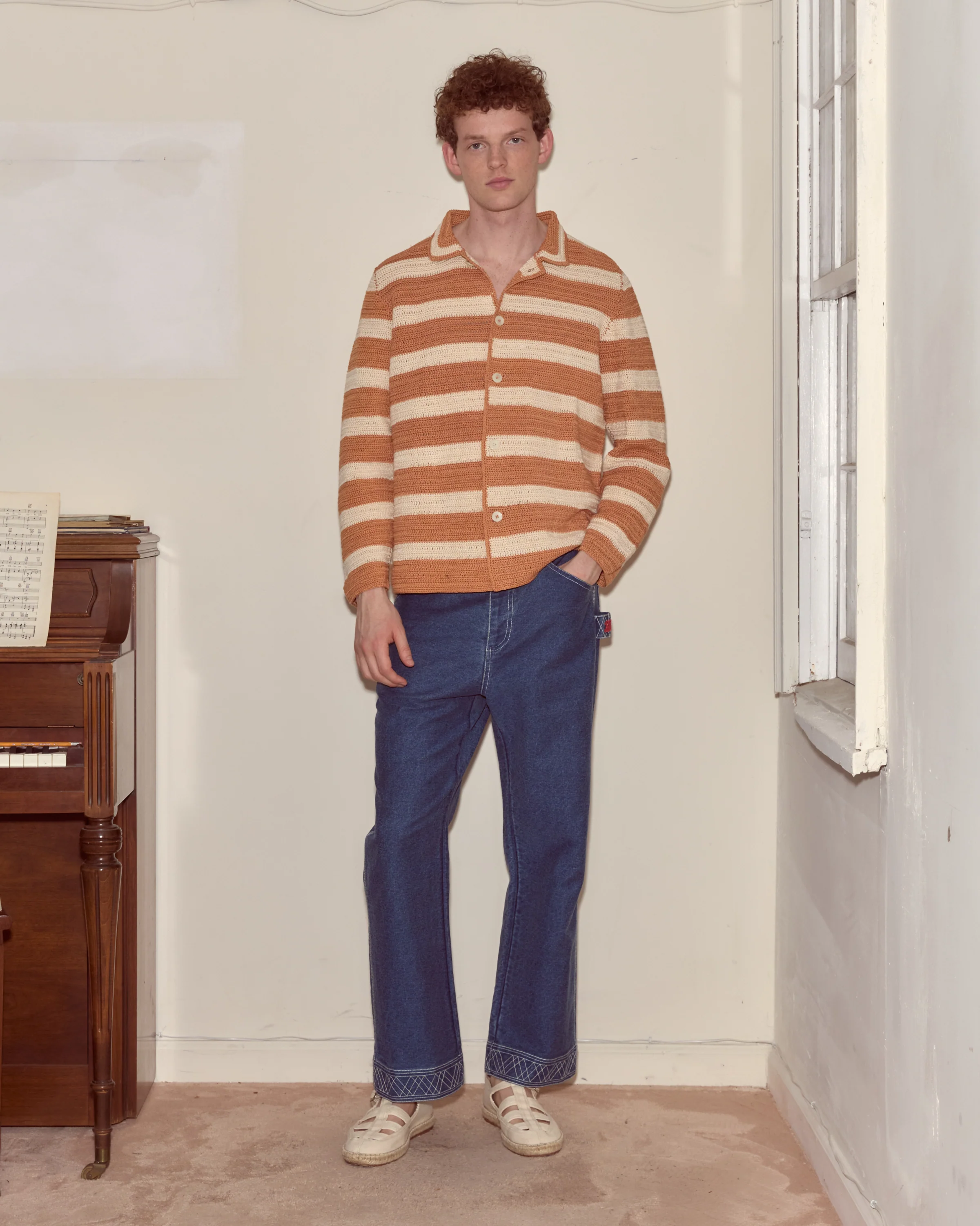 Sherbet Crochet Long Sleeve Shirt