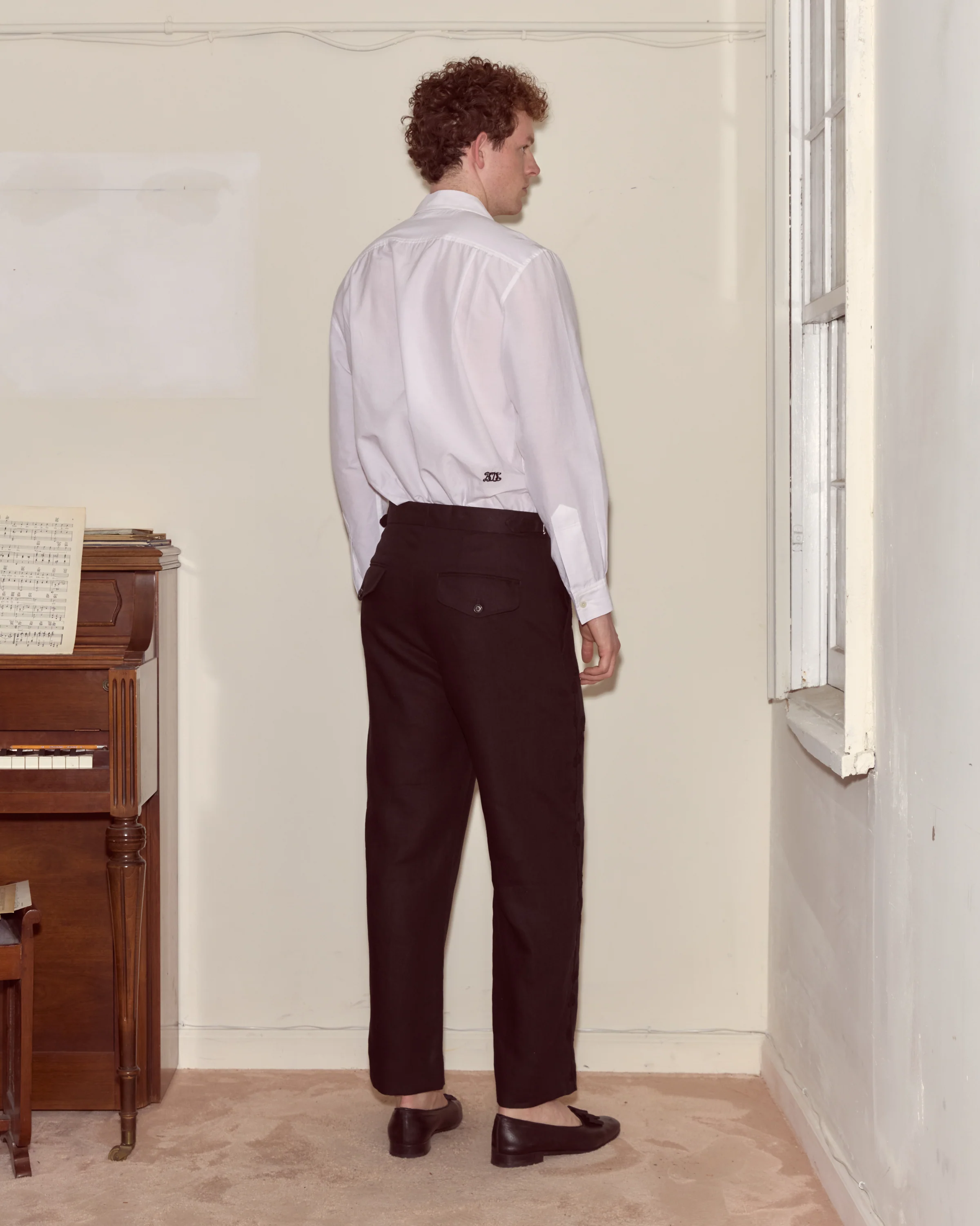 Snowdrop Linen Side-Buckle Trousers - Image 3
