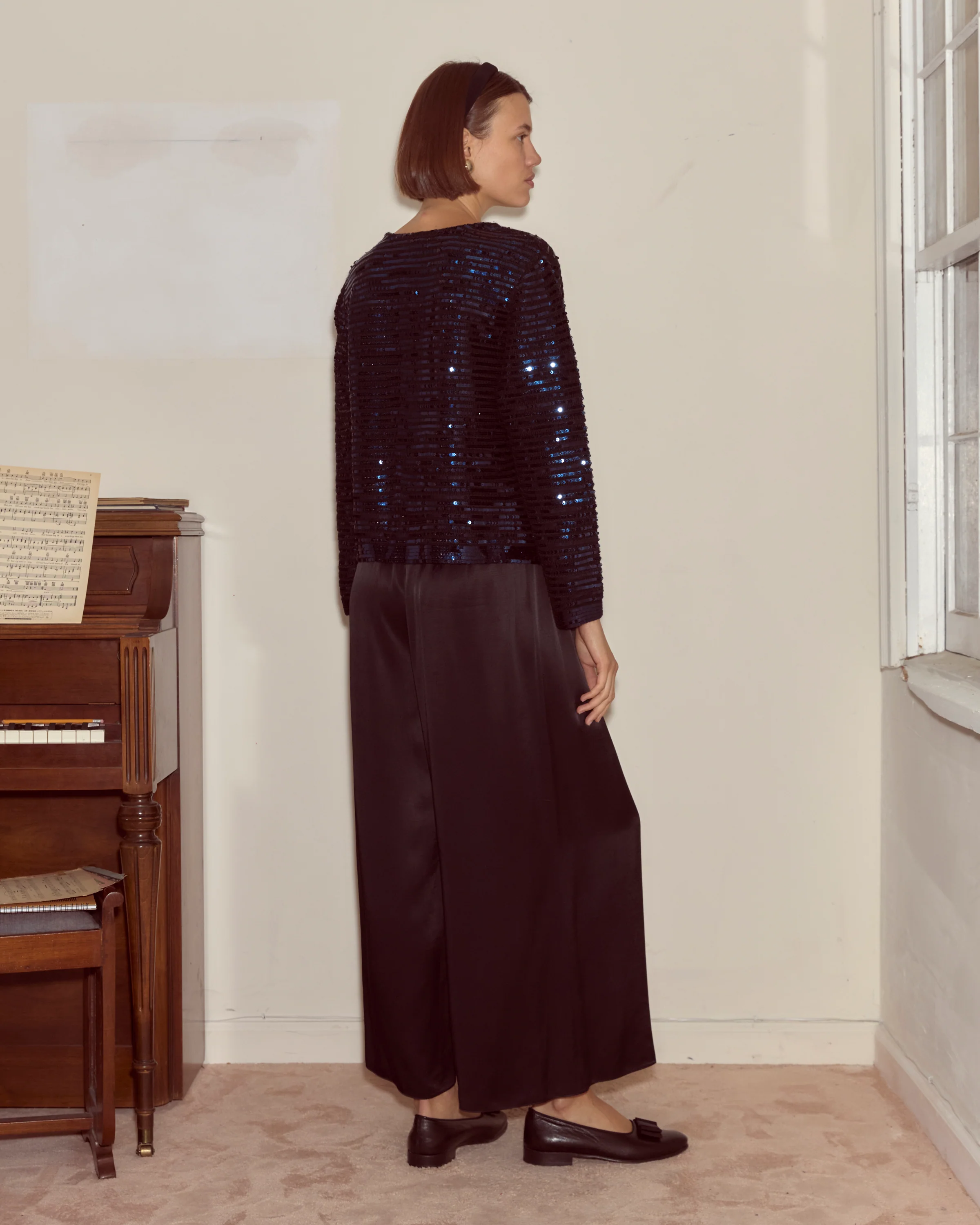 Sequin Spotlight Swing Cardigan - Black/Blue - Image 3