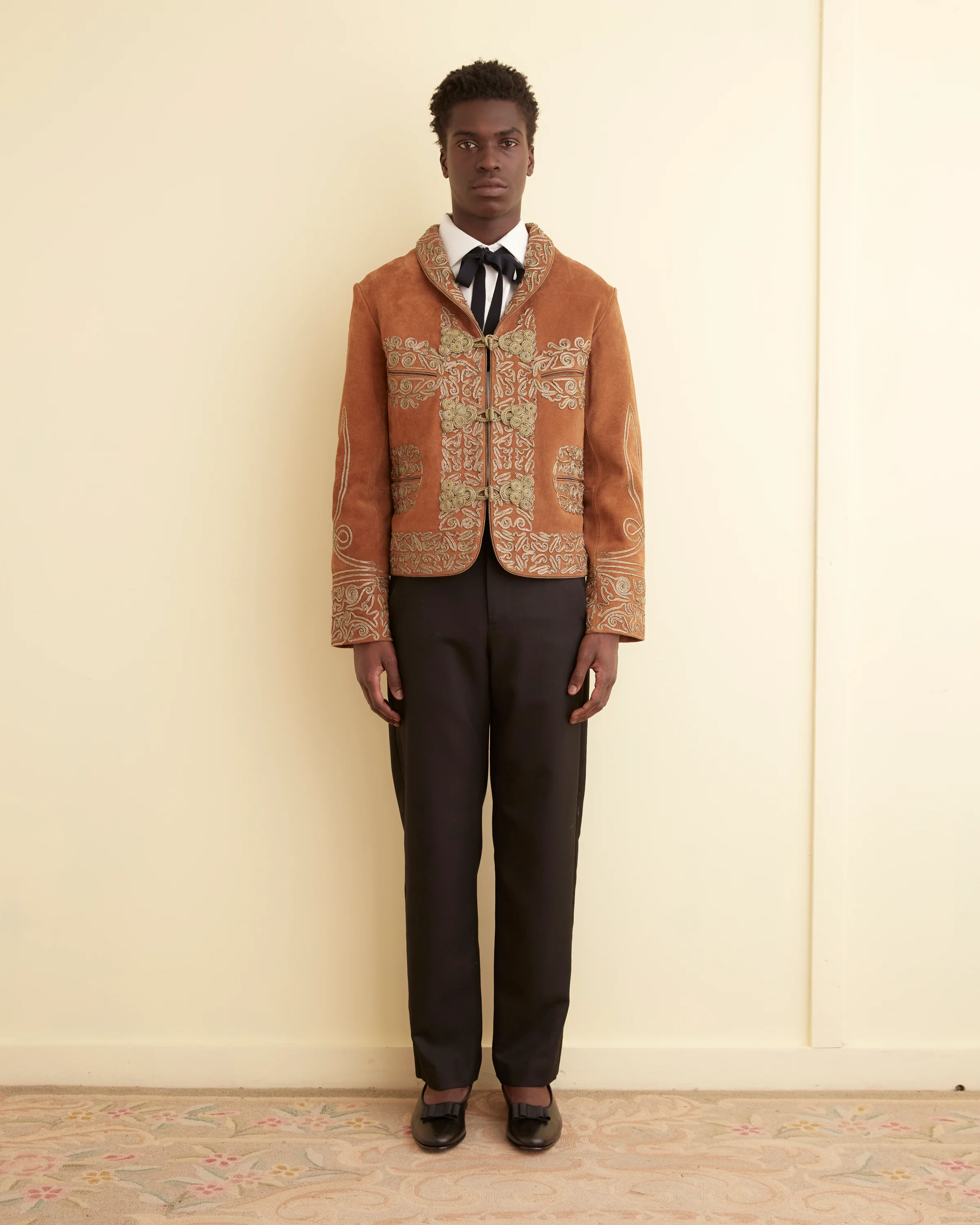 Suede Shawl Couching Jacket - Image 2