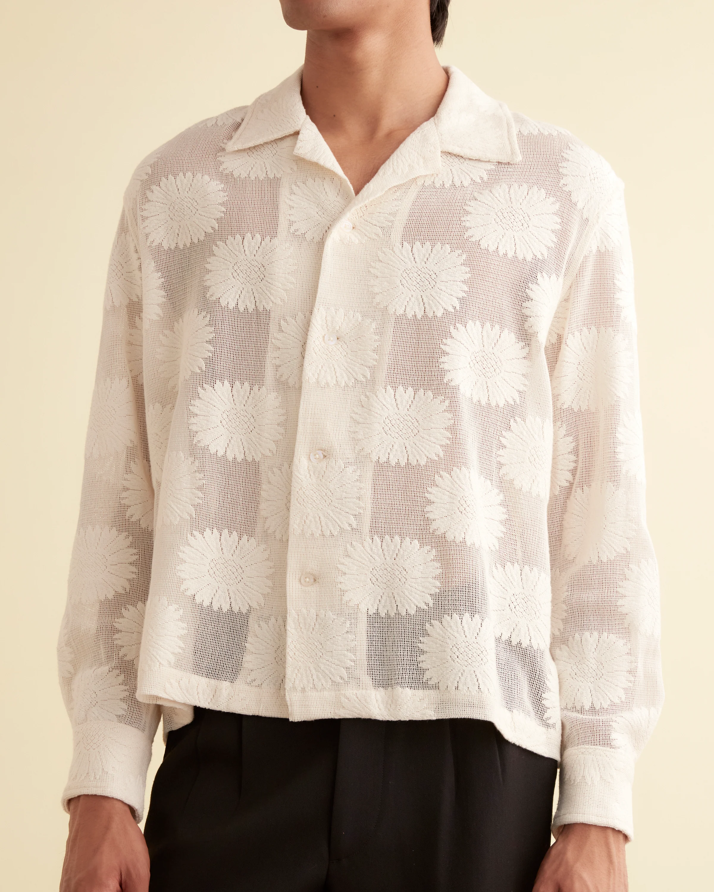 Sunflower Lace Long Sleeve Shirt - Ecru - Image 2