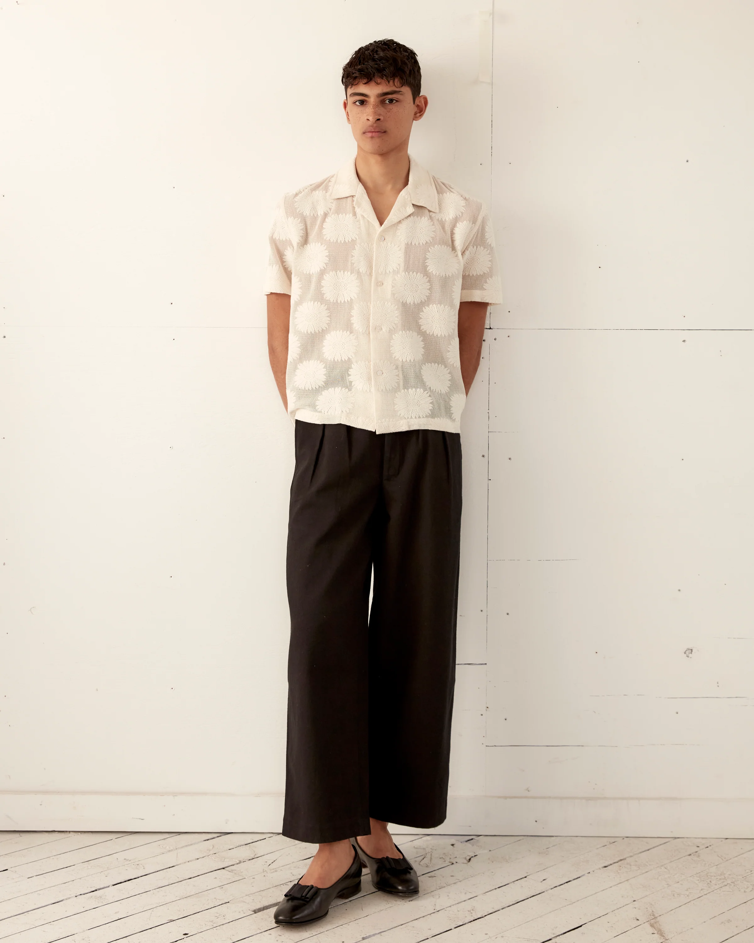 Sunflower Lace Short Sleeve Shirt - Ecru - Image 2