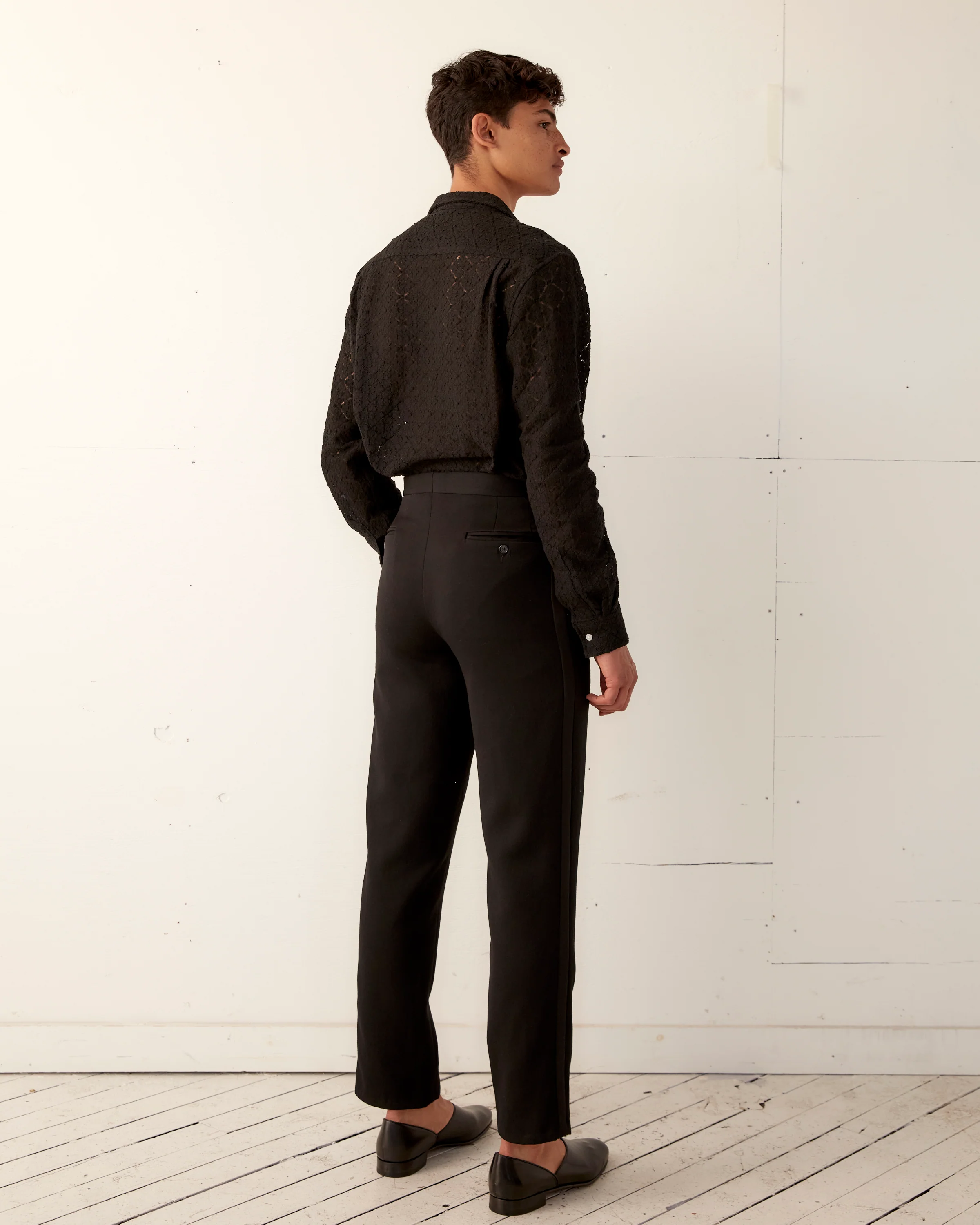 Tile Lace Long Sleeve Shirt - Black - Image 4