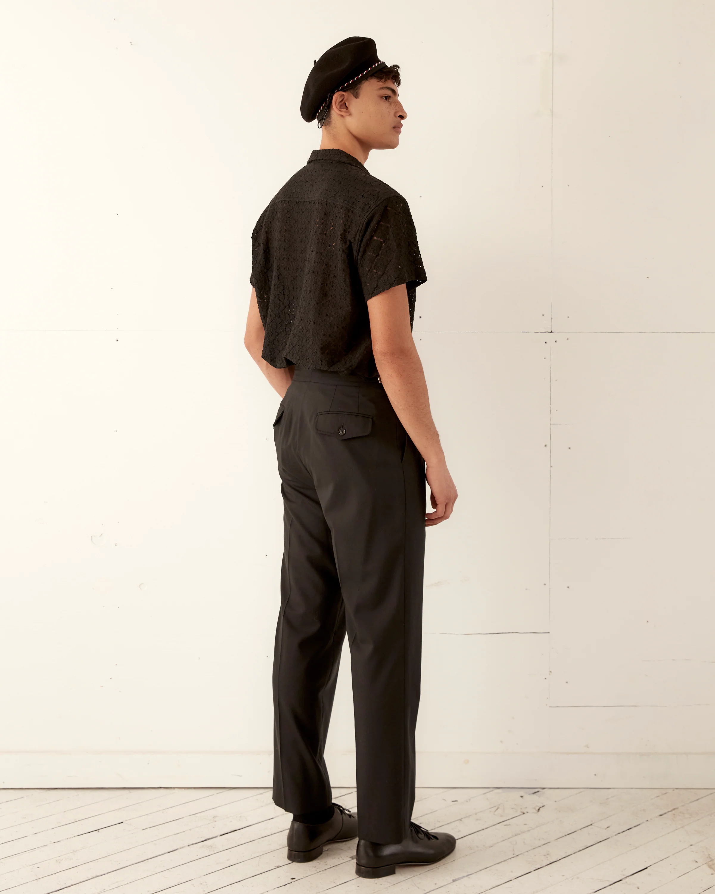 Tile Lace Short Sleeve Shirt - Black - Image 4