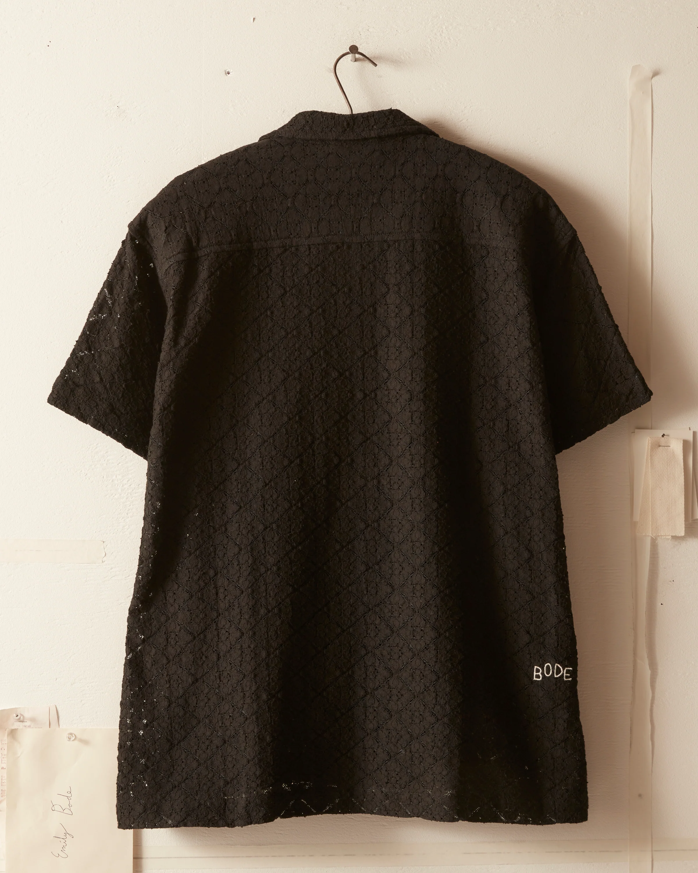 Tile Lace Short Sleeve Shirt - Black - Image 5