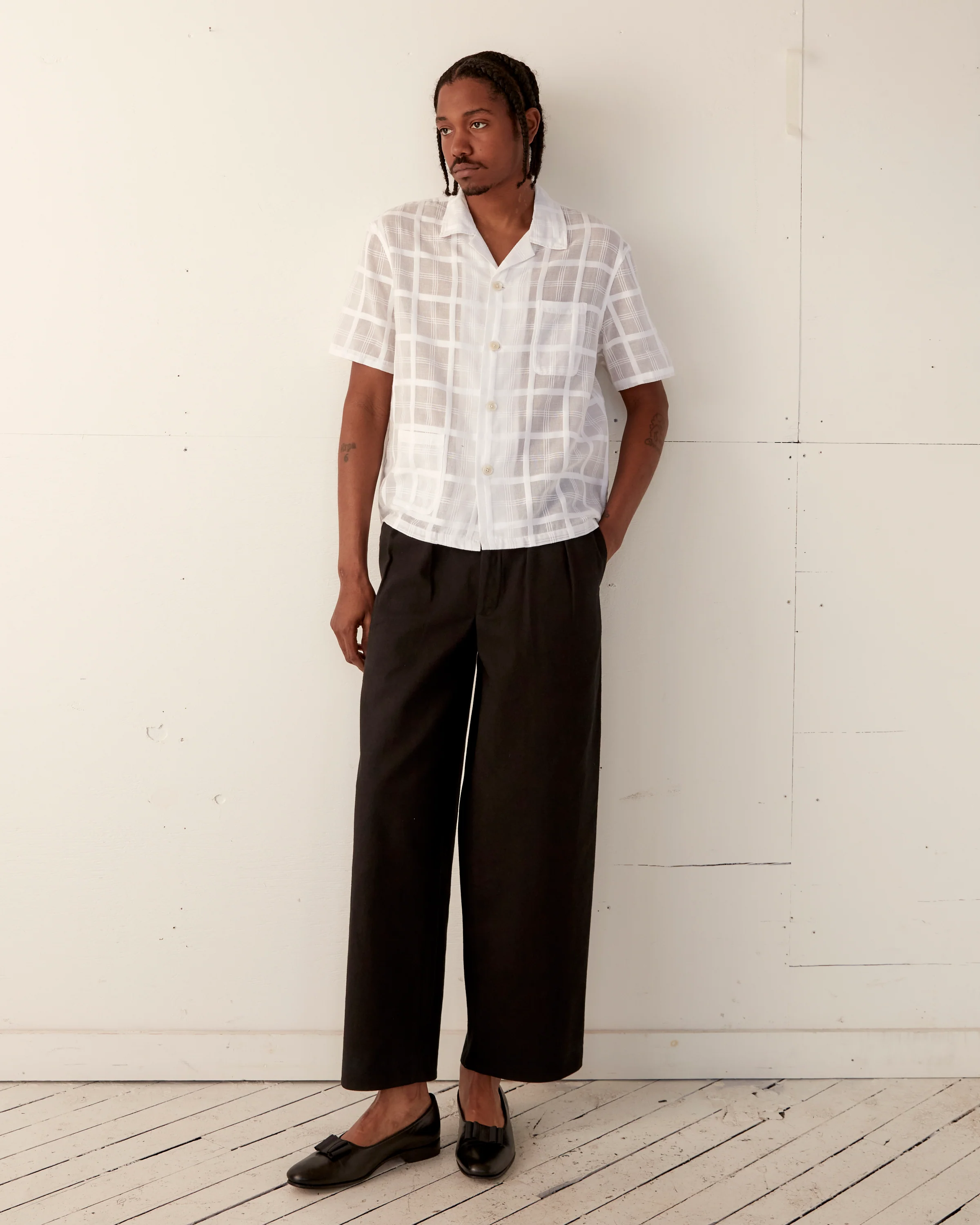 Tonal Plaid Short Sleeve Shirt - Image 4