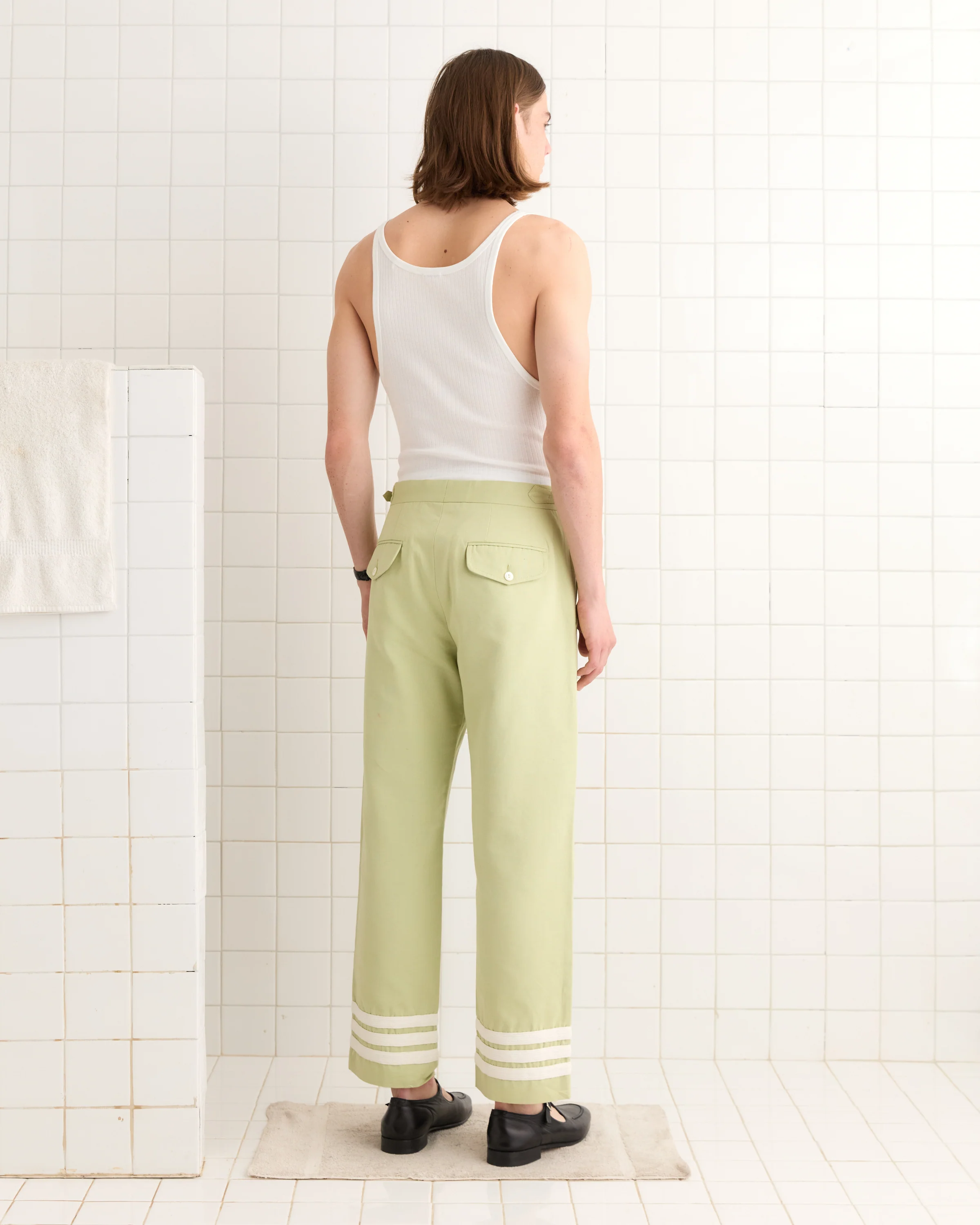 Tri-Stripe Trousers - Green/Cream - Image 3