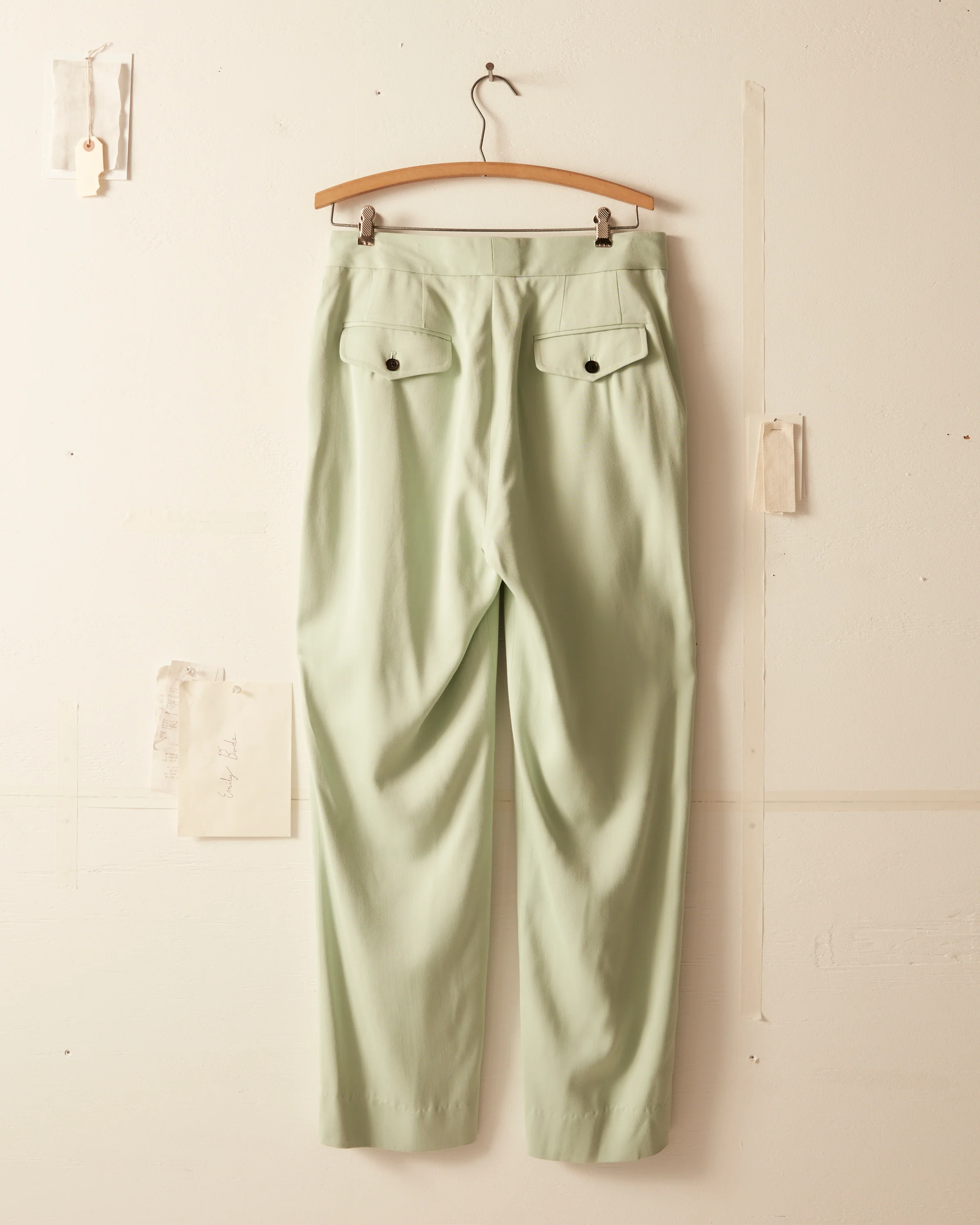 Tropical Wool Double Button Trousers - Mint - Image 4