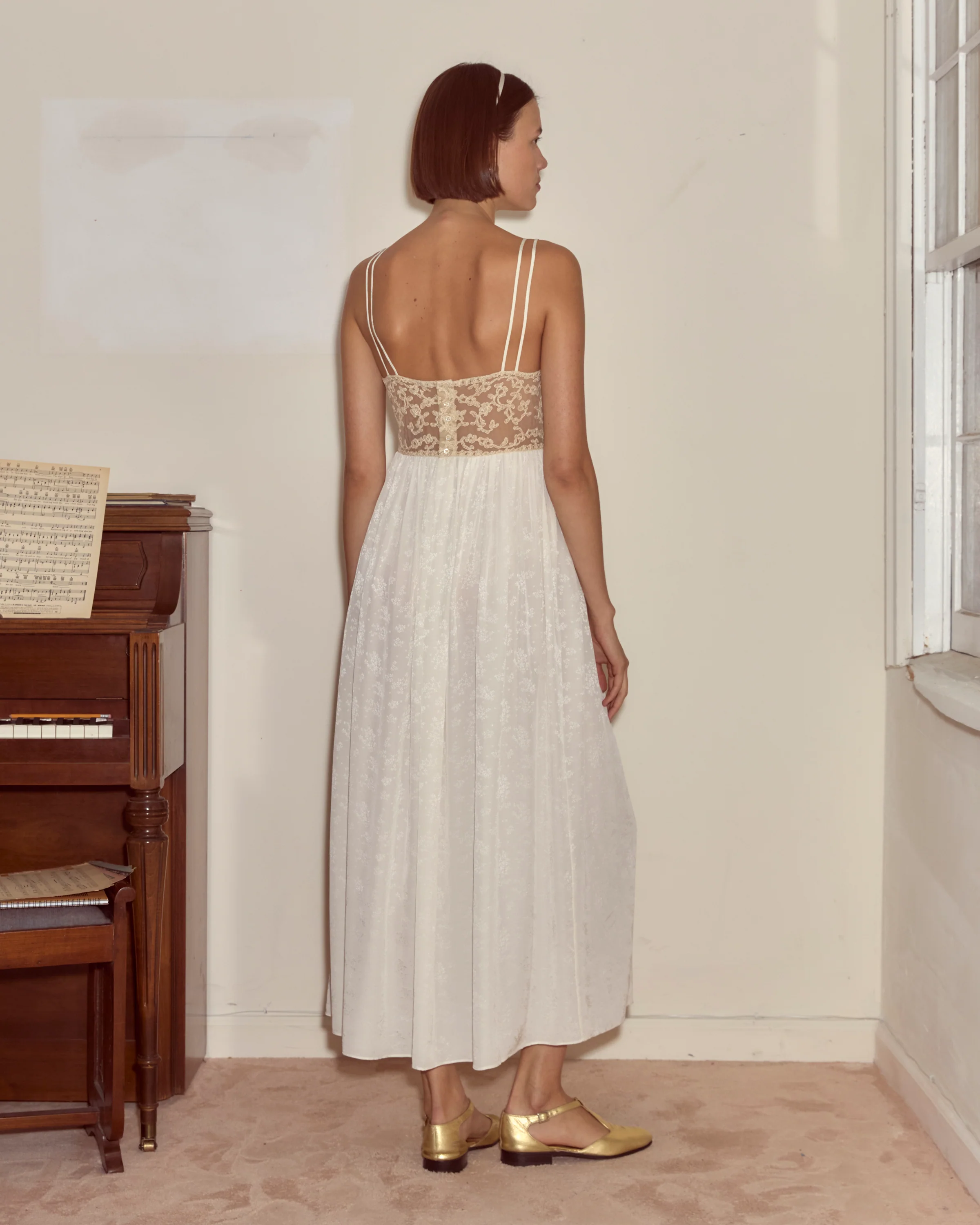 Trousseau Lace Slip Dress - Cream - Image 3