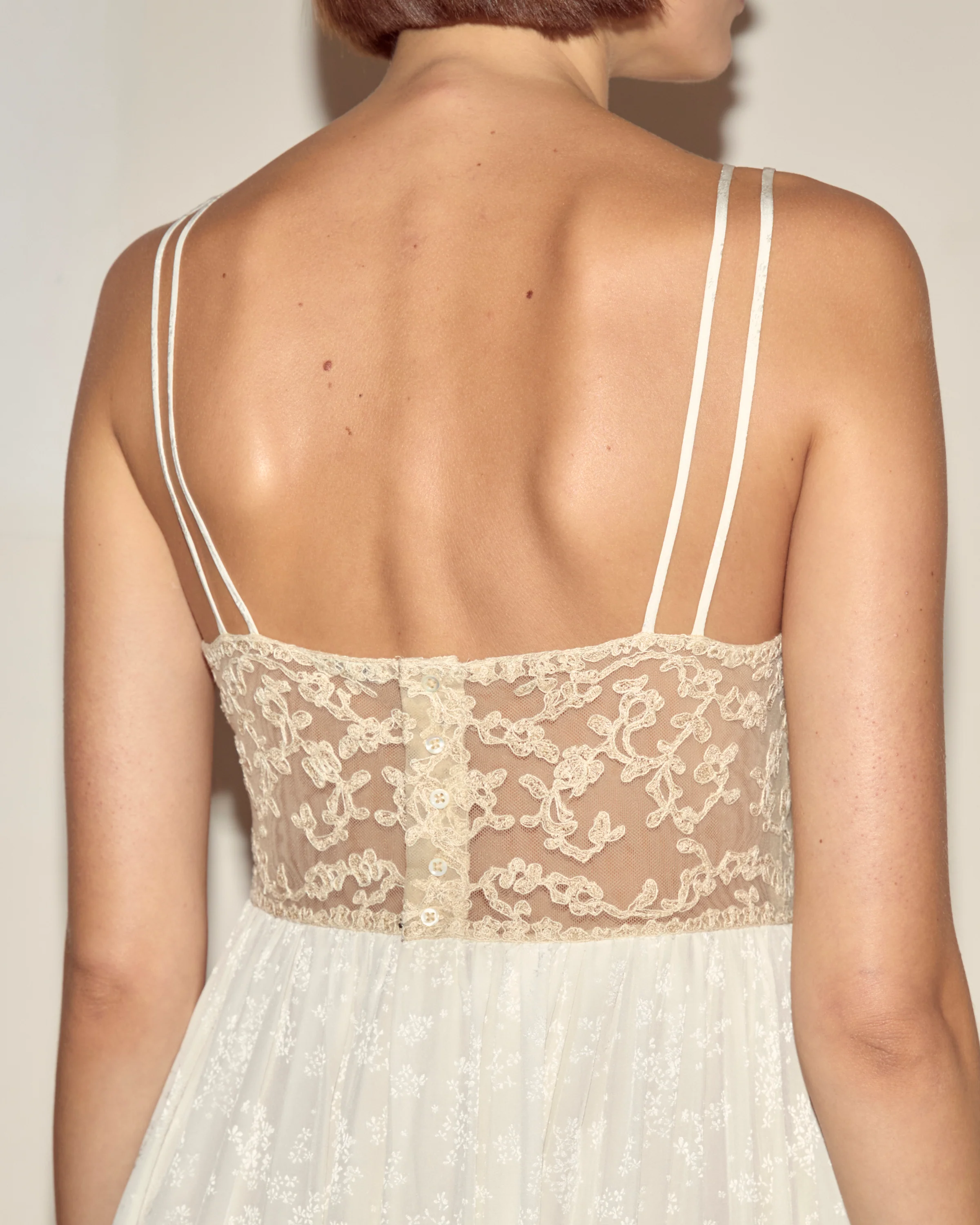 Trousseau Lace Slip Dress - Cream - Image 4