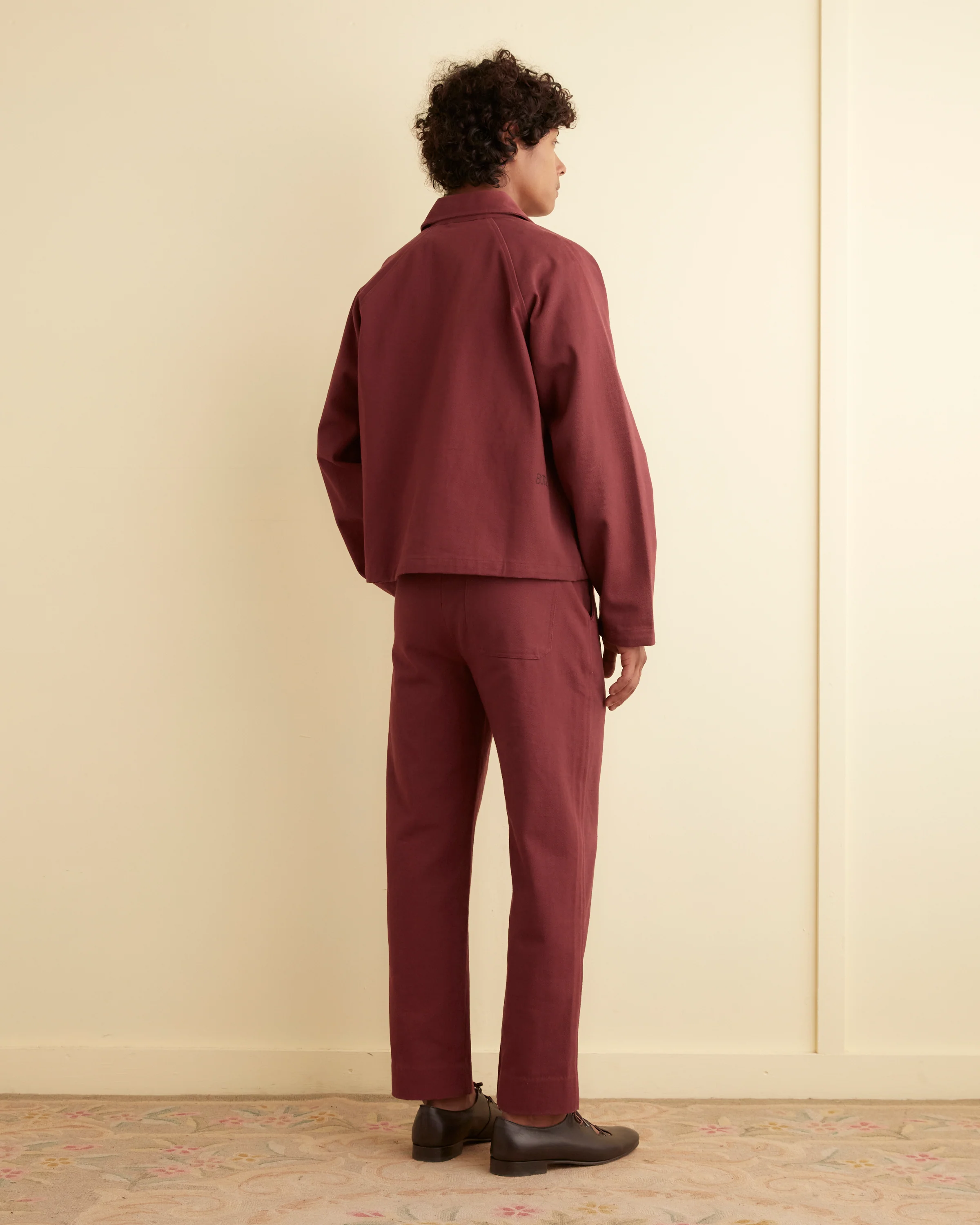 Twill Cropped Car Jacket - Merlot - Image 3
