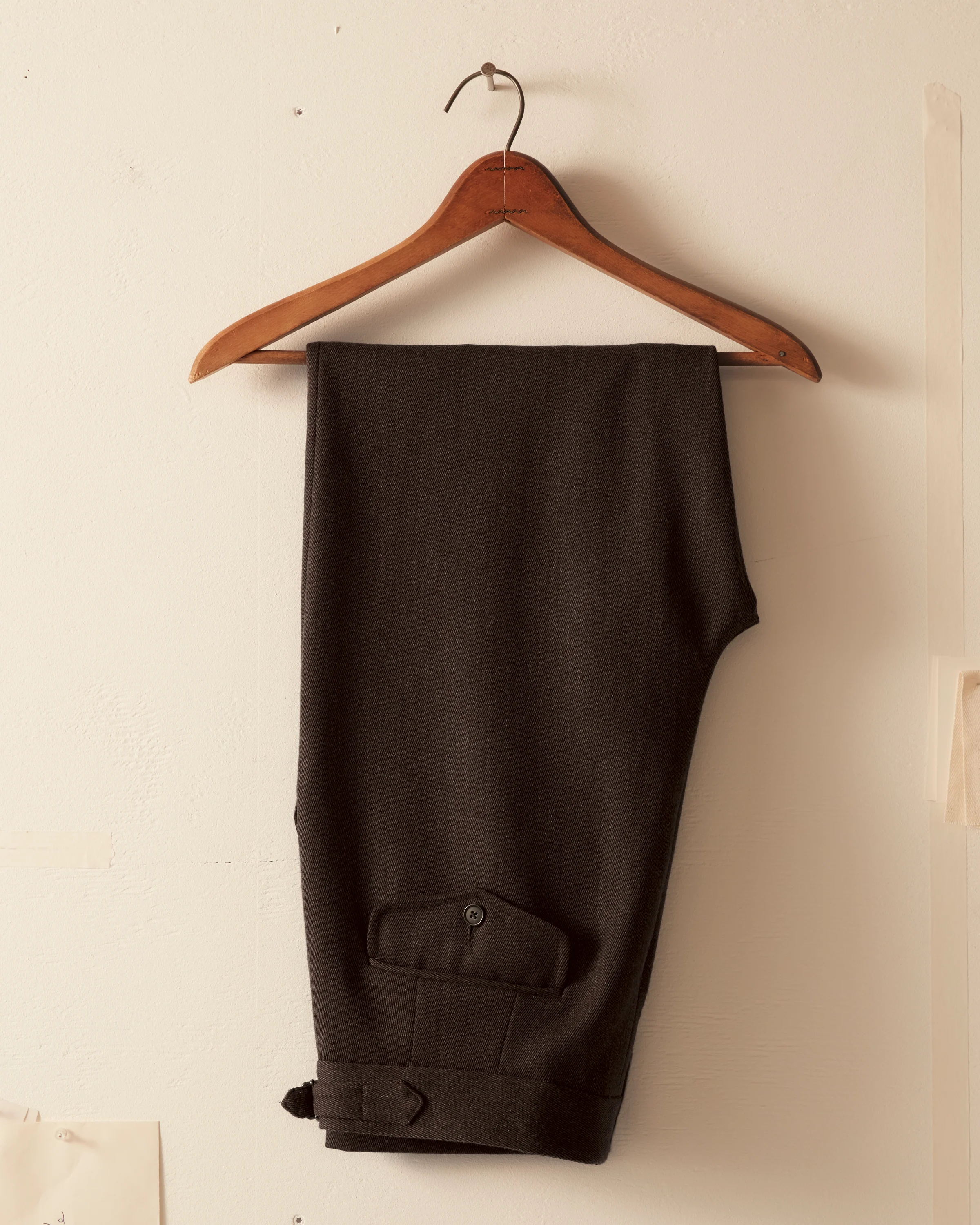 Twill Side-Buckle Trousers - Black - Image 2