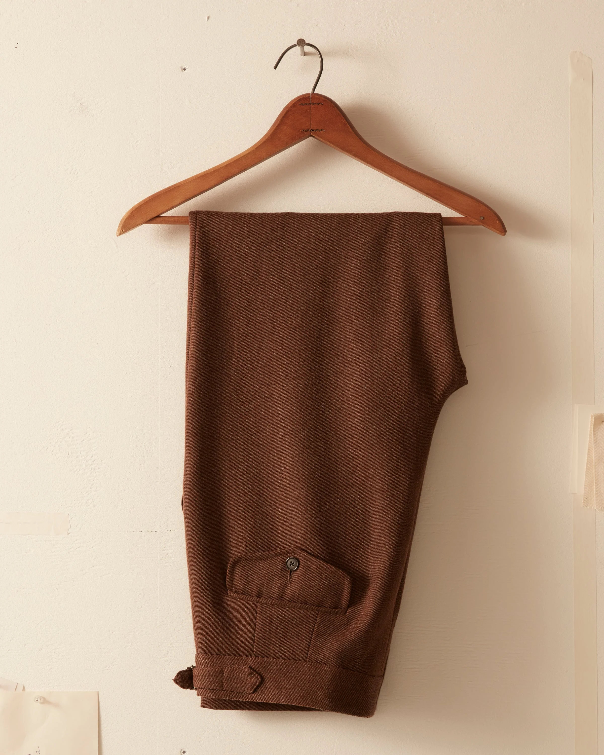 Twill Side Buckle Trousers - Brown - Image 2