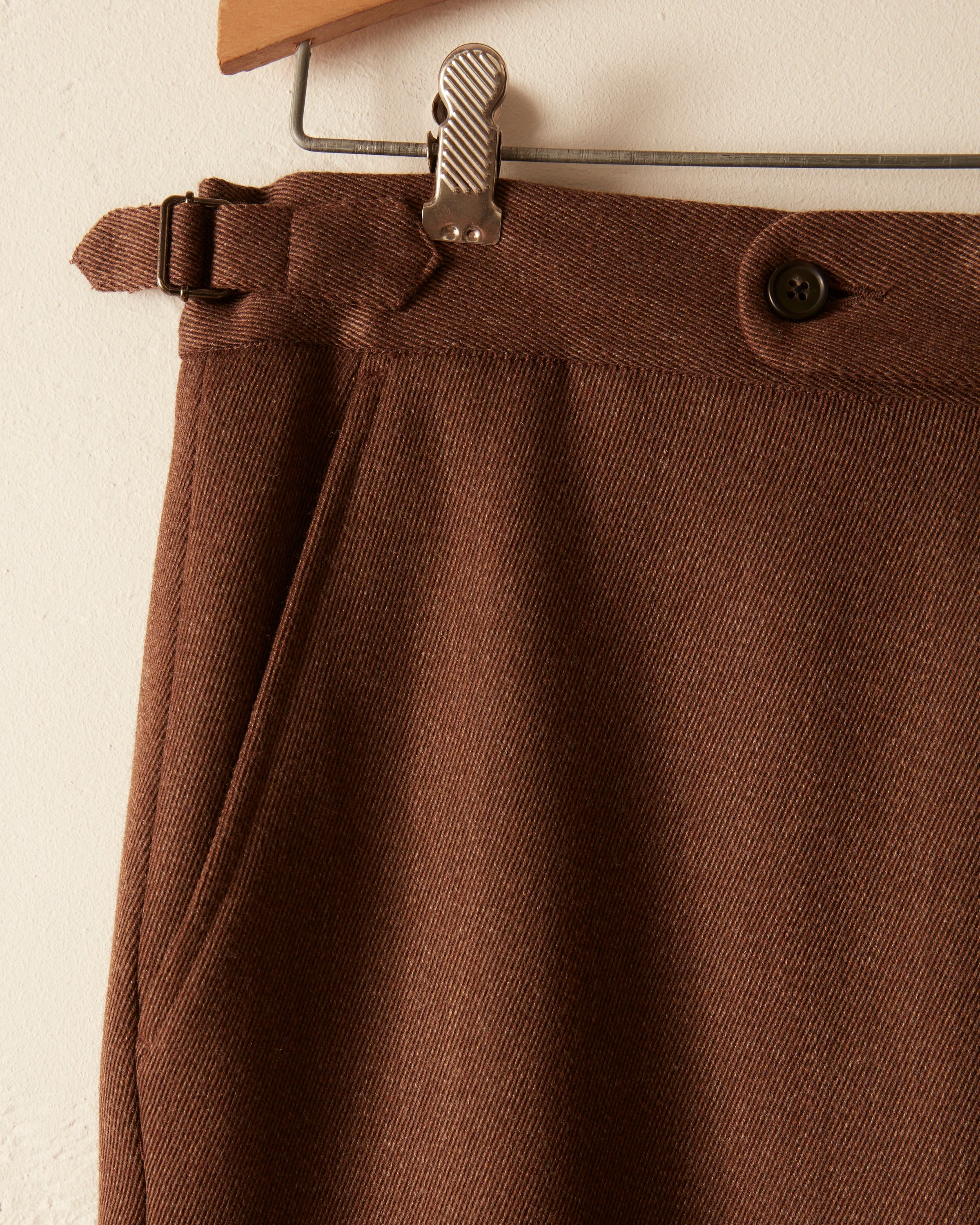 Twill Side Buckle Trousers - Brown - Image 3