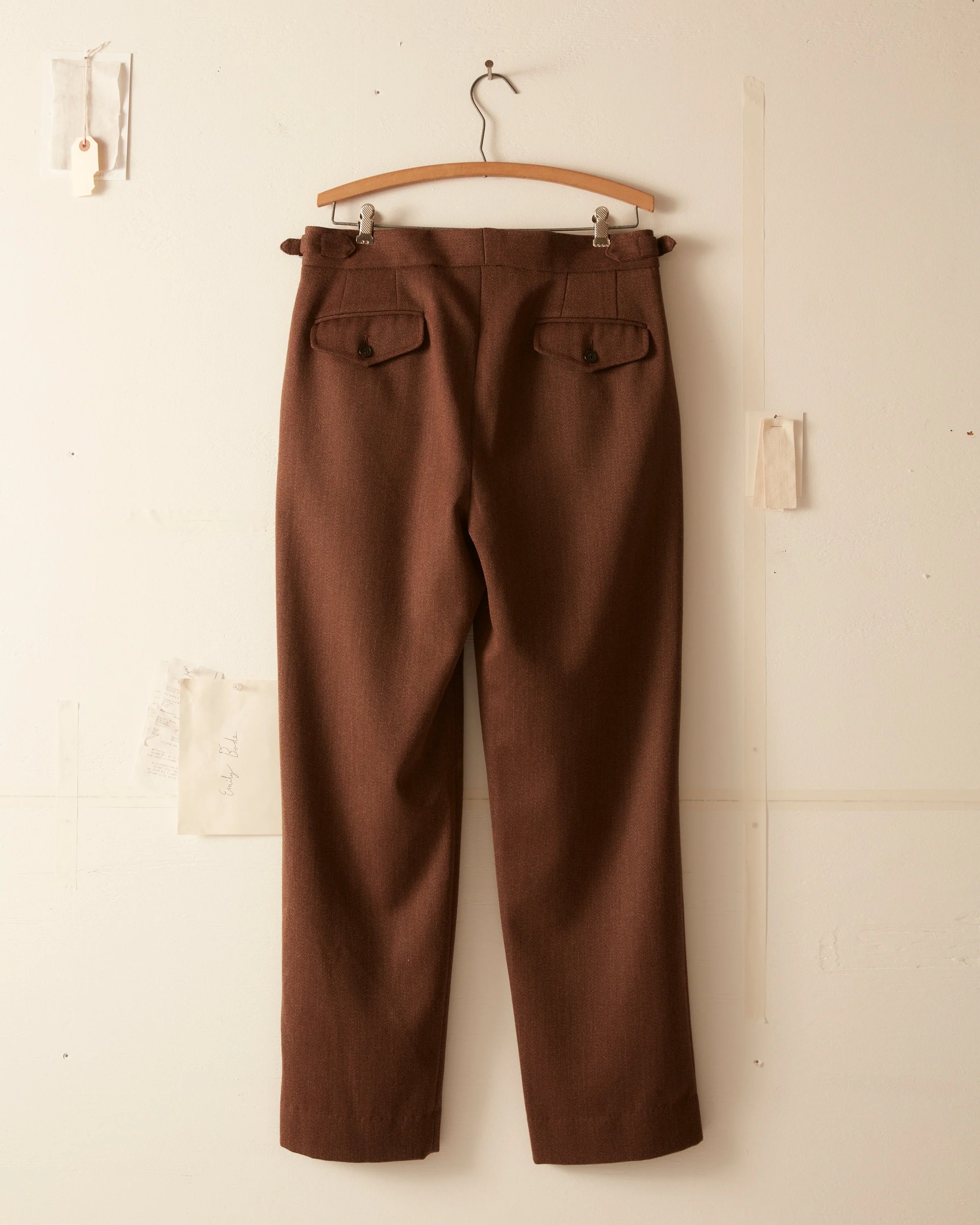 Twill Side Buckle Trousers - Brown - Image 4